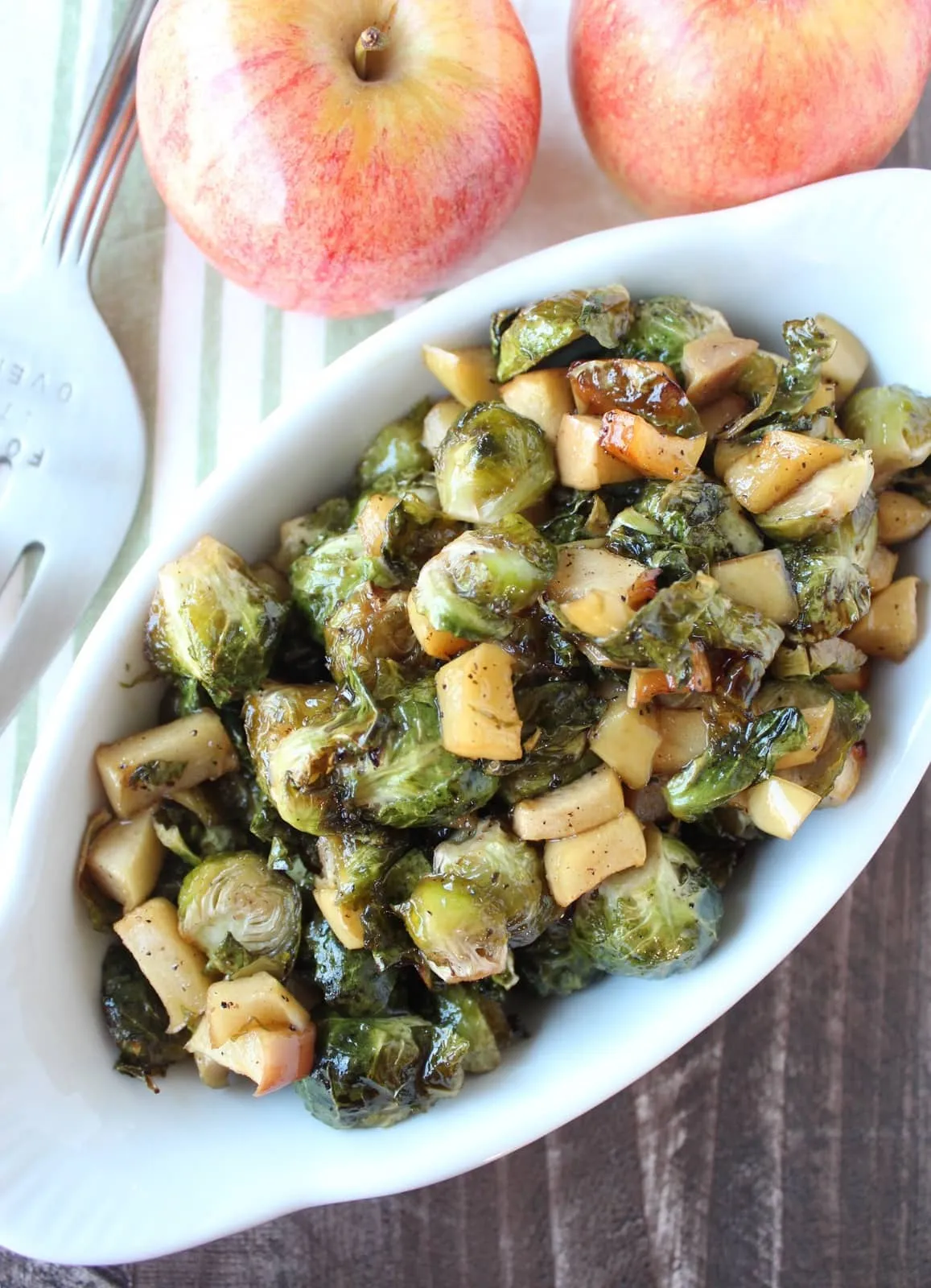 Roasted Maple Sprouts with Apple and Walnut