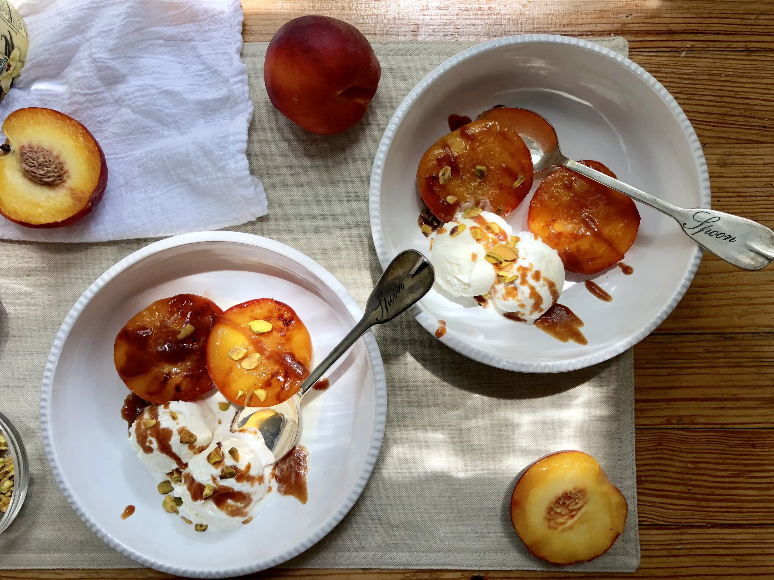 Roasted Peaches with Vanilla and Raspberries