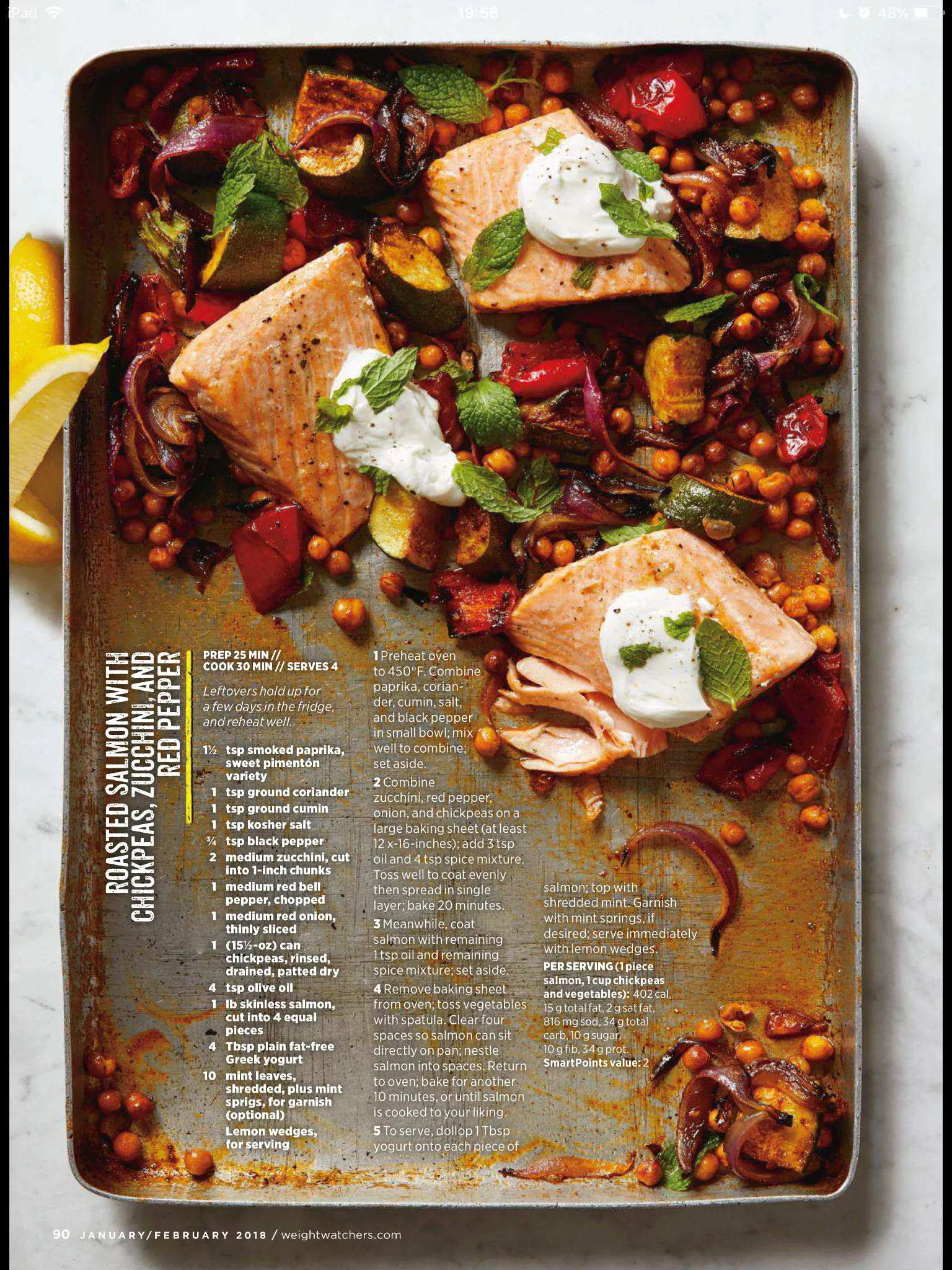 Roasted Salmon with Chickpeas, Zucchini, and Red Pepper