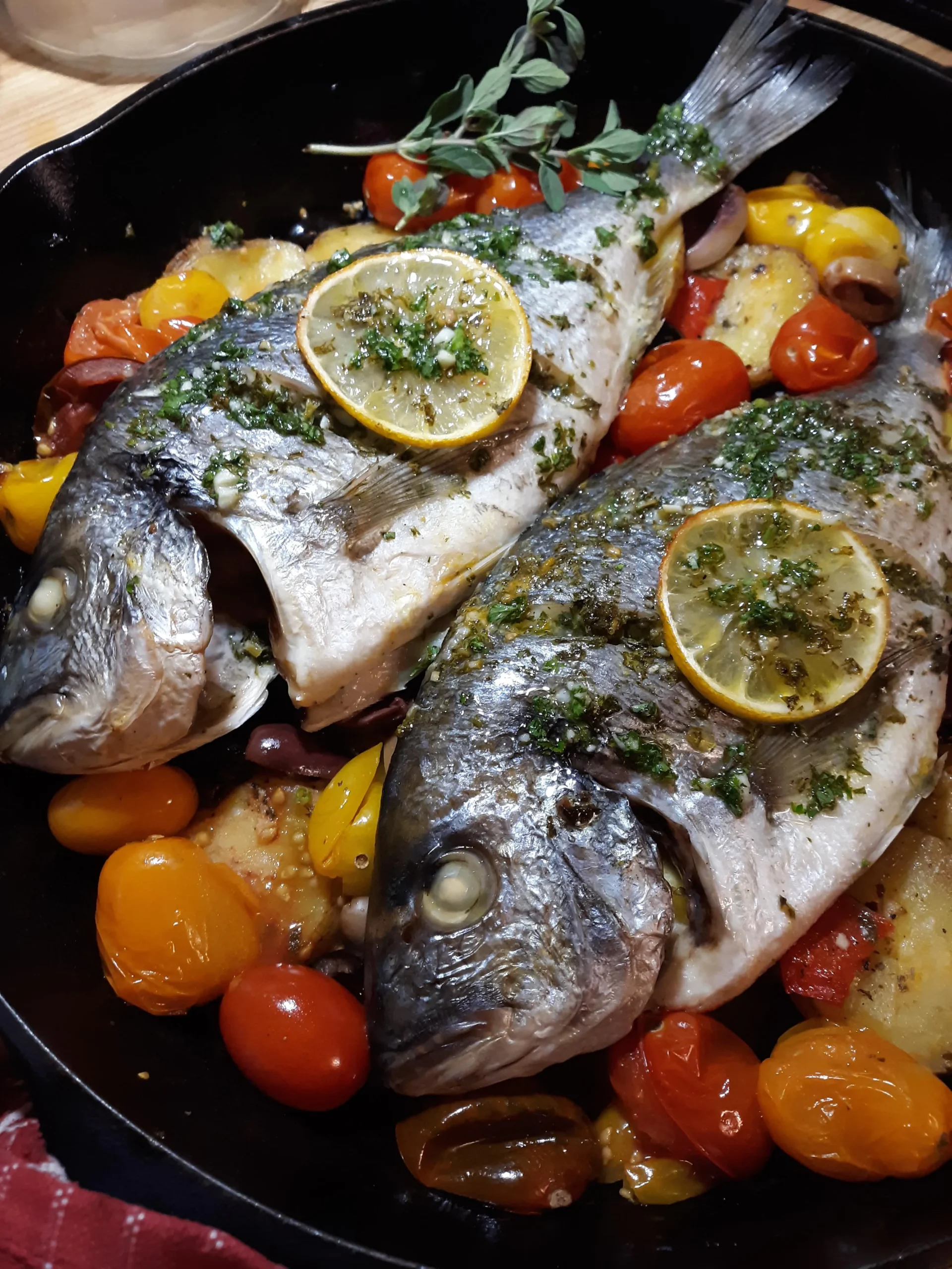 Roasted Sea Bream with Lemon and Olive Oil