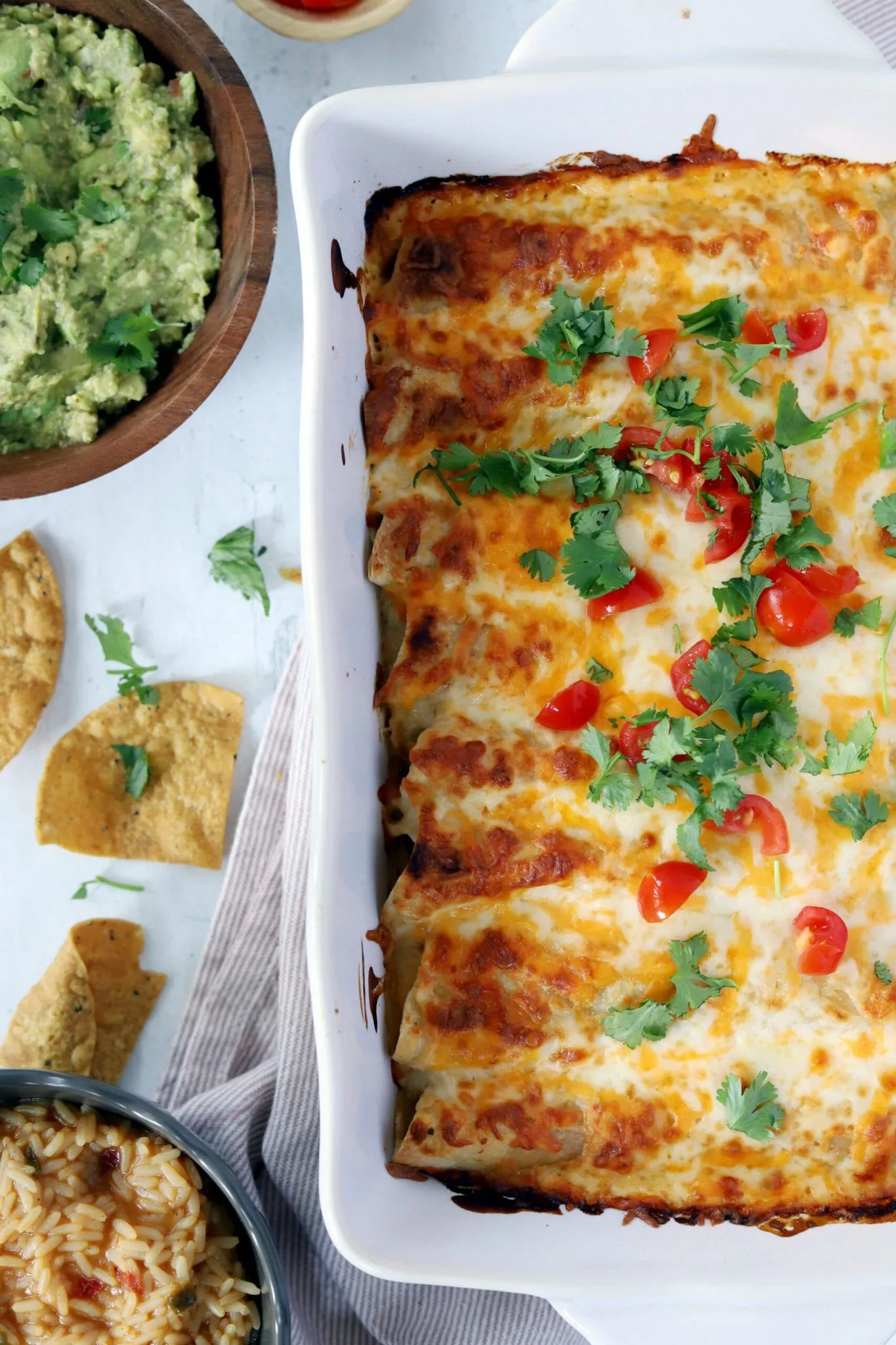 Rotisserie Chicken Enchiladas with Homemade Enchilada Sauce