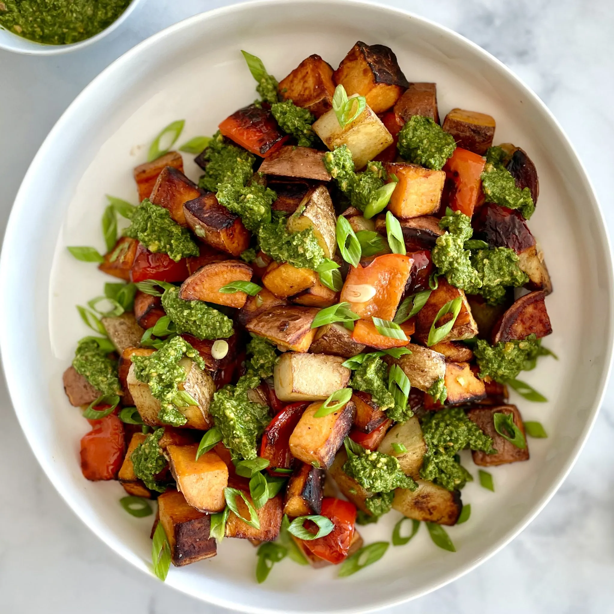 Russet Sweet Potato Bake with Crispy Fried Leeks