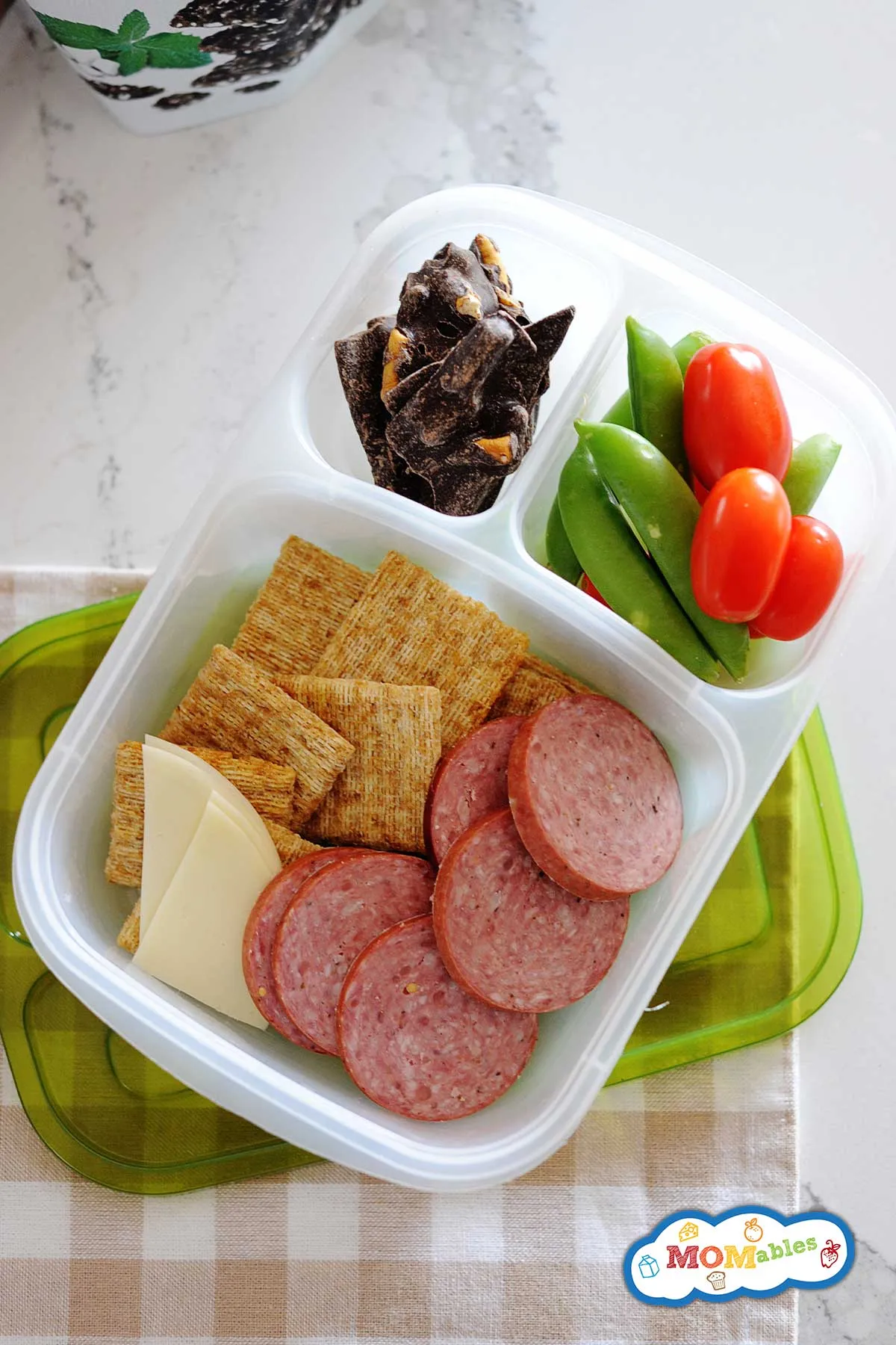 Salami Cheese and Crackers Lunchbox Idea