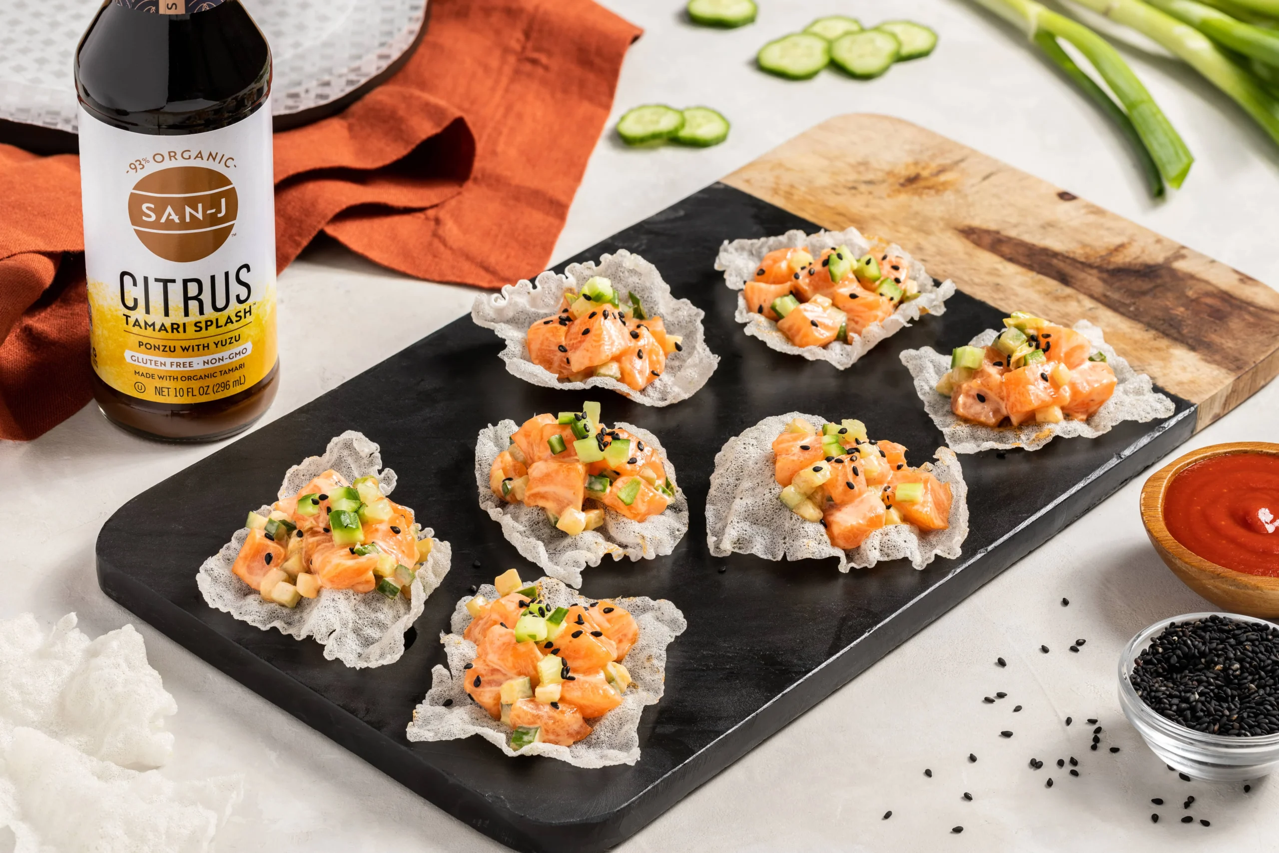 Salmon Rice Paper Chips