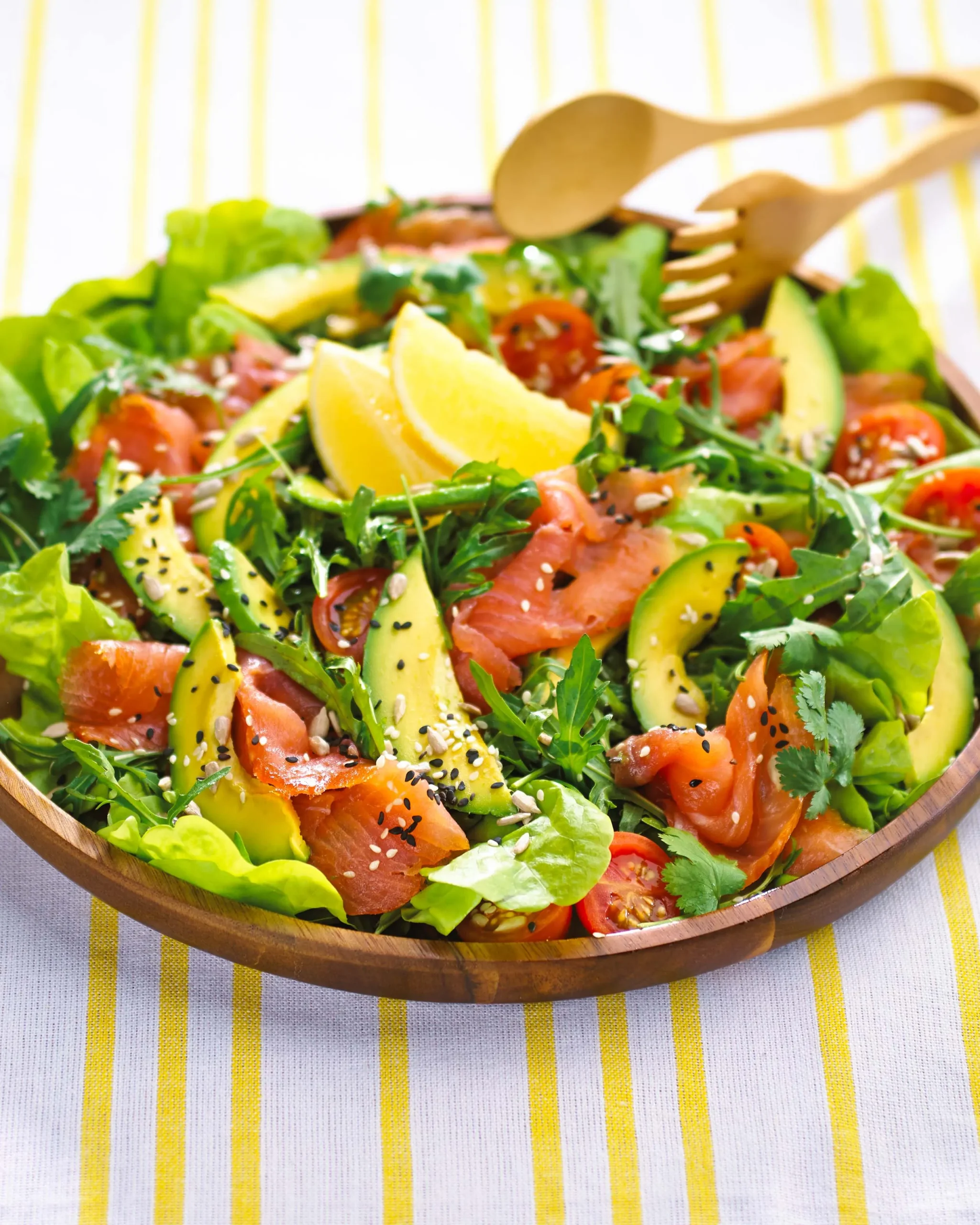 Salmon Spinach and Avocado Salad with Orange Vinaigrette