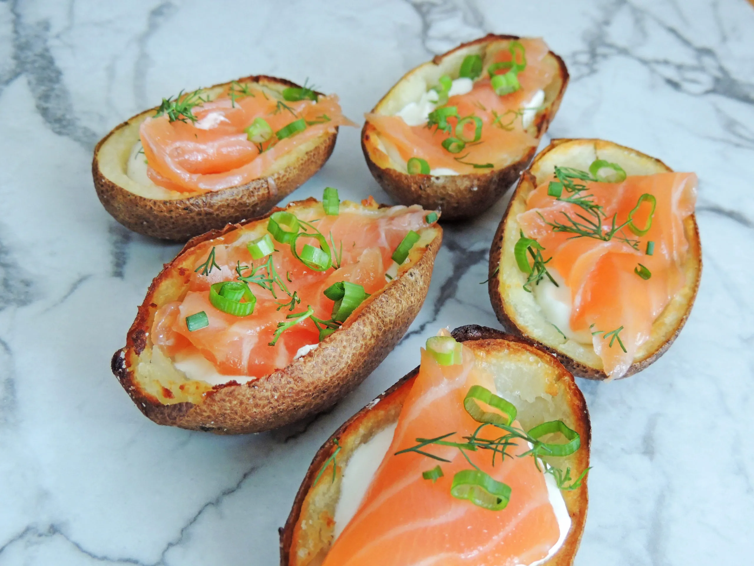 Salmon Stuffed Potato Skins