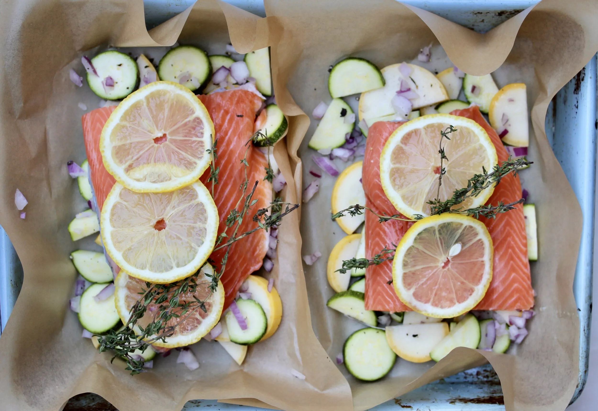 Salmon and Summer Squash in Parchment