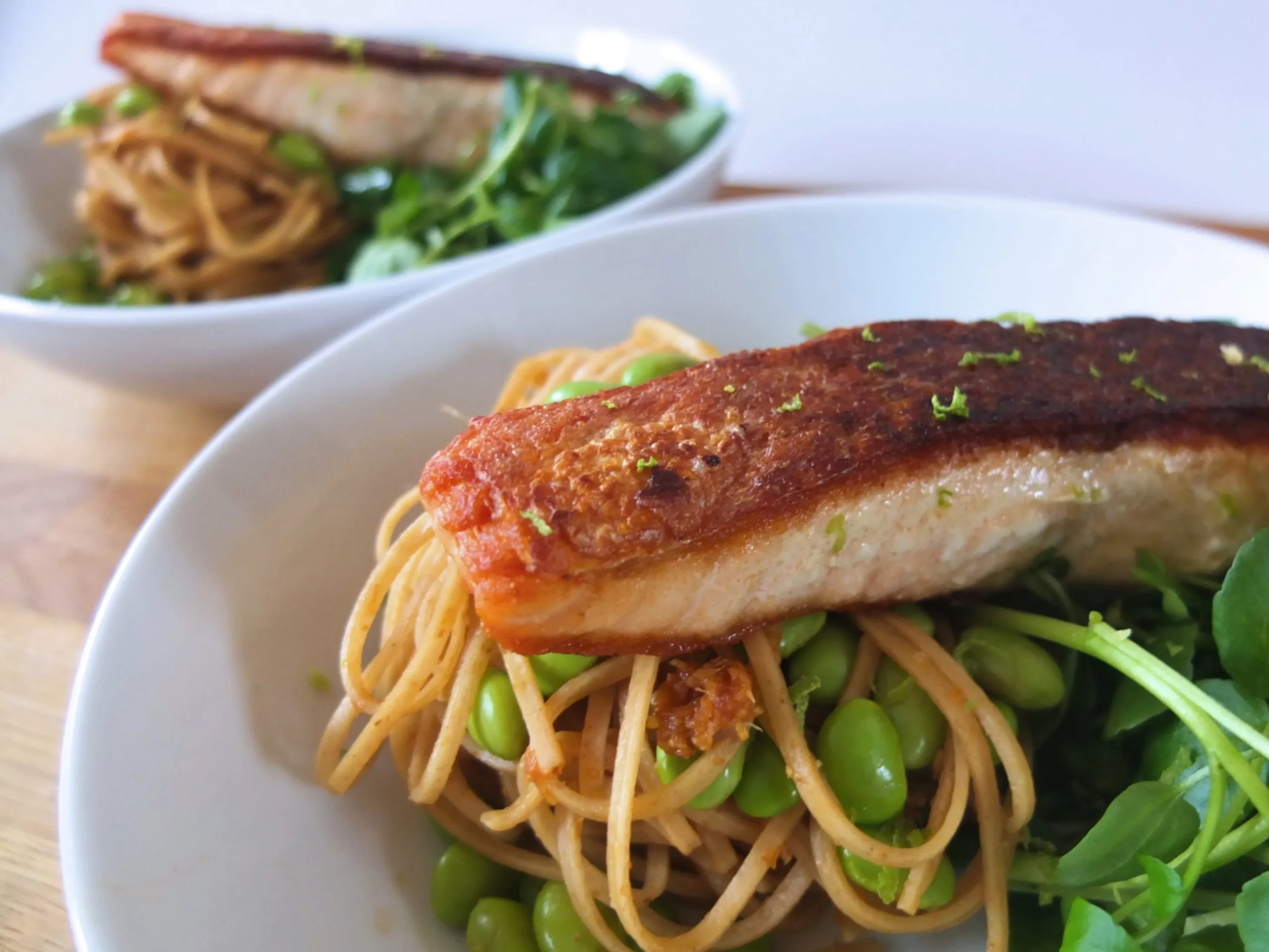 Salmon and Watercress with Noodles