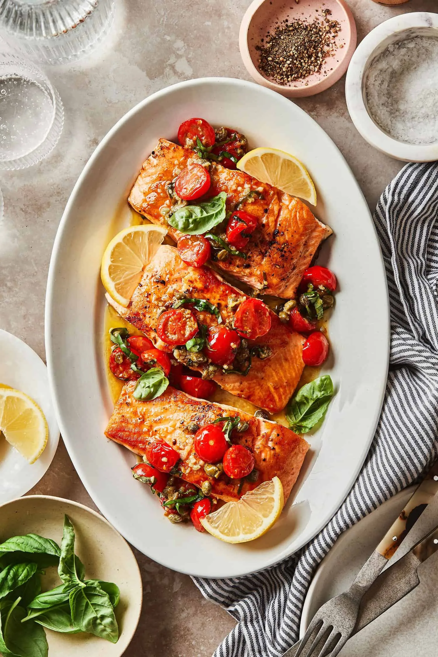 Salmon in Aromatic Tomato Sauce with Swiss Chard