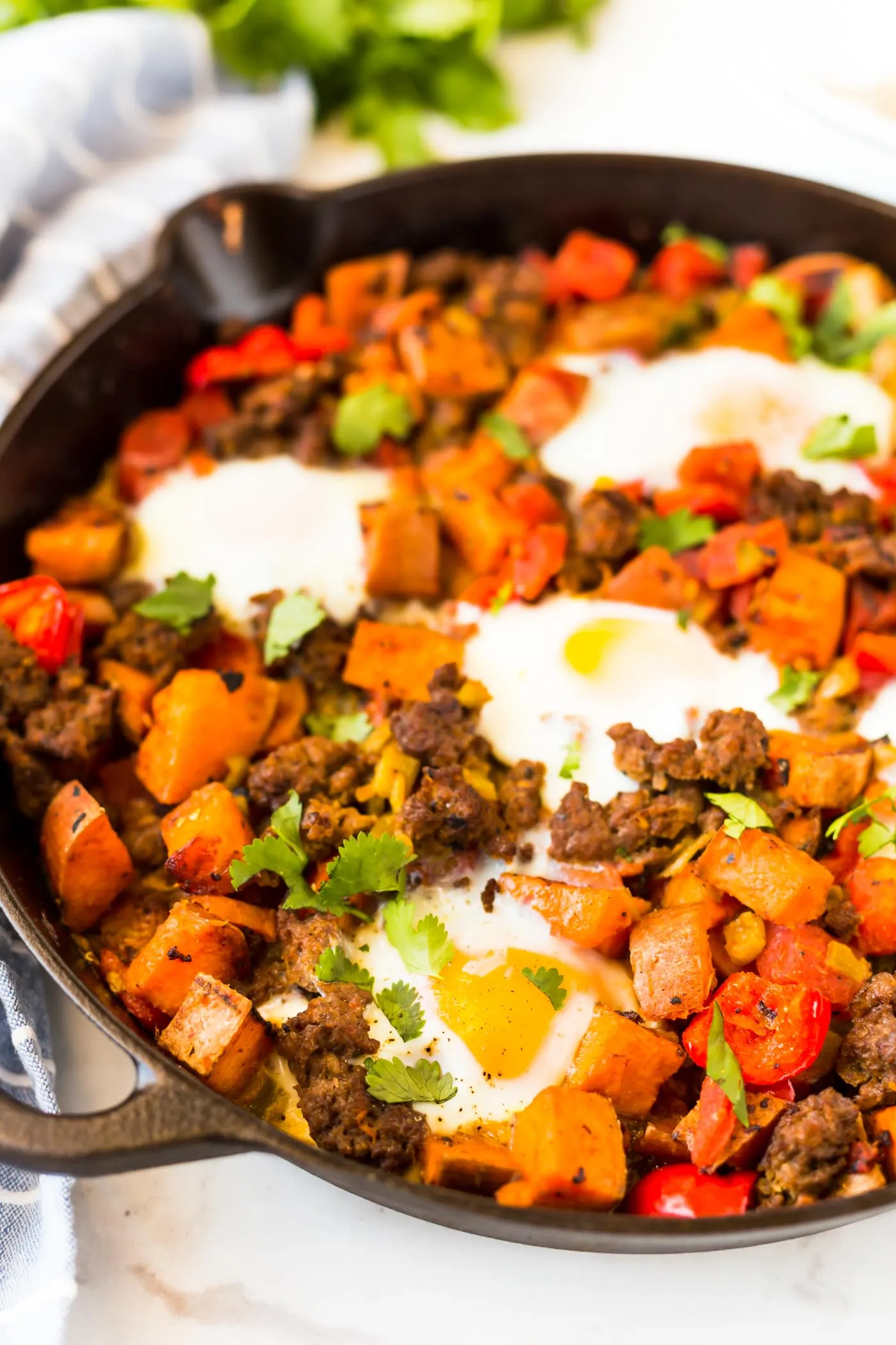 Sausage Egg and Sweet Potato Breakfast Skillet (Paleo)