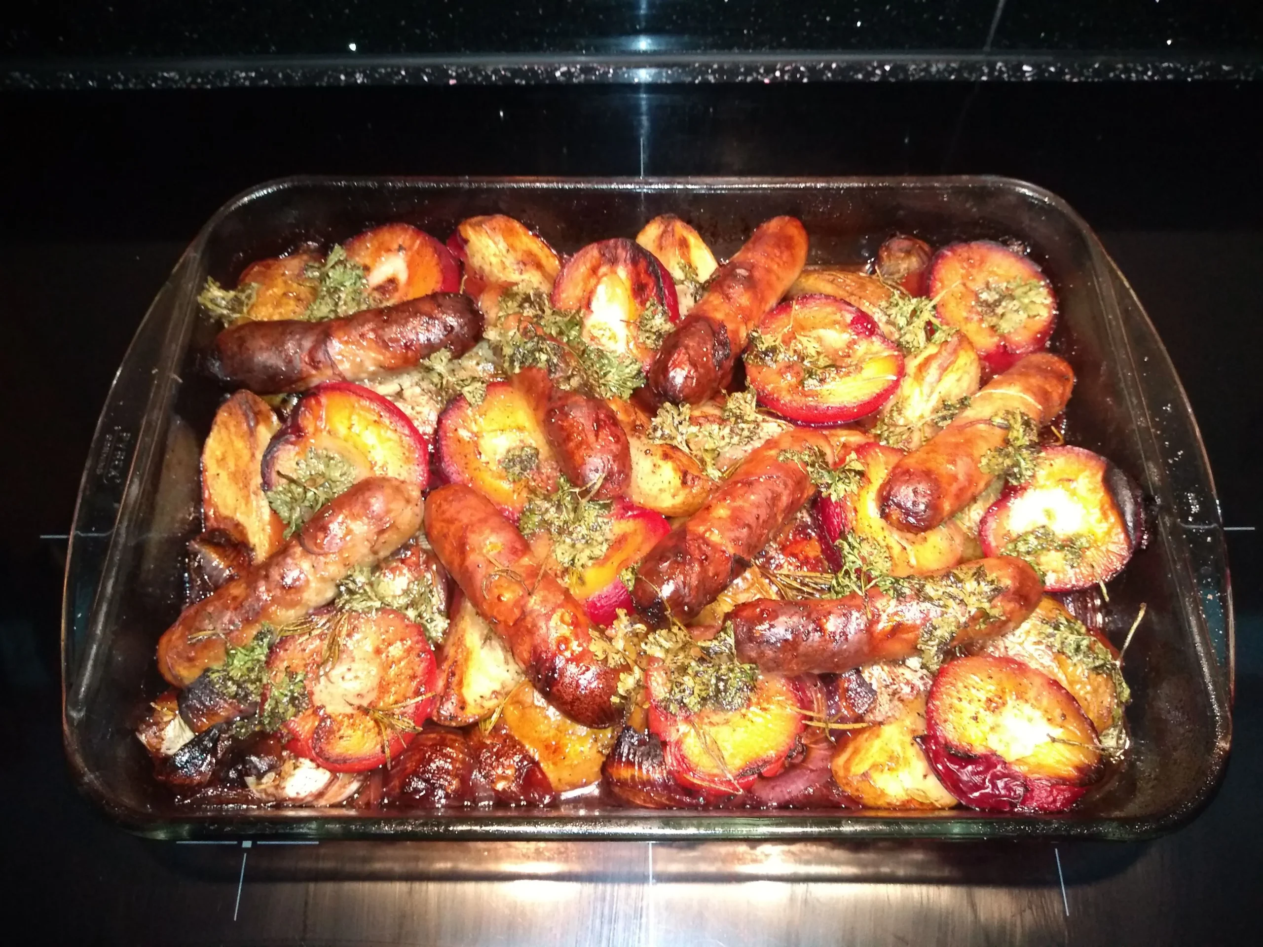 Sausages Sweet and Sour Plums and Sausages