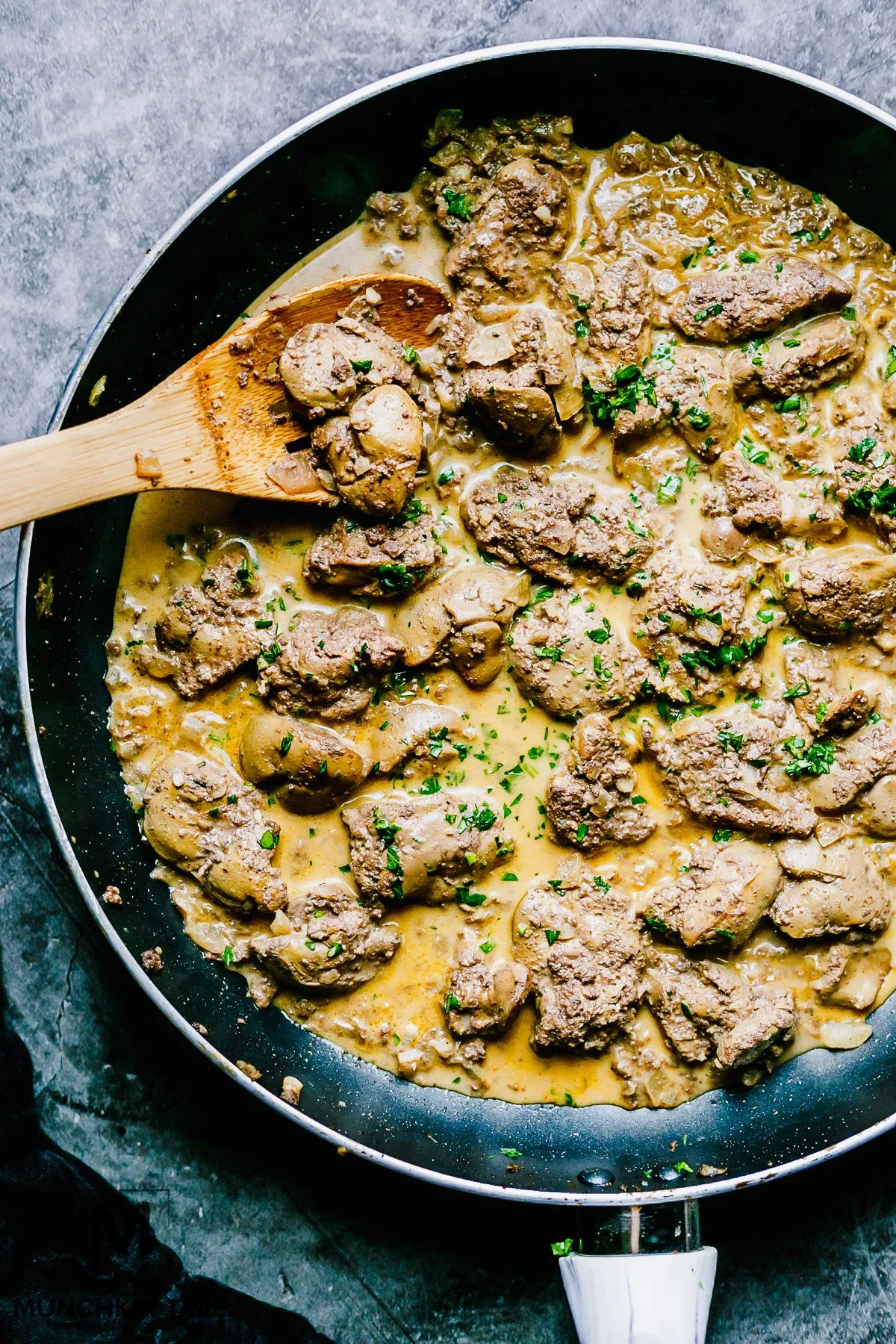 Sauteed Chicken Livers with Mushrooms and Onions