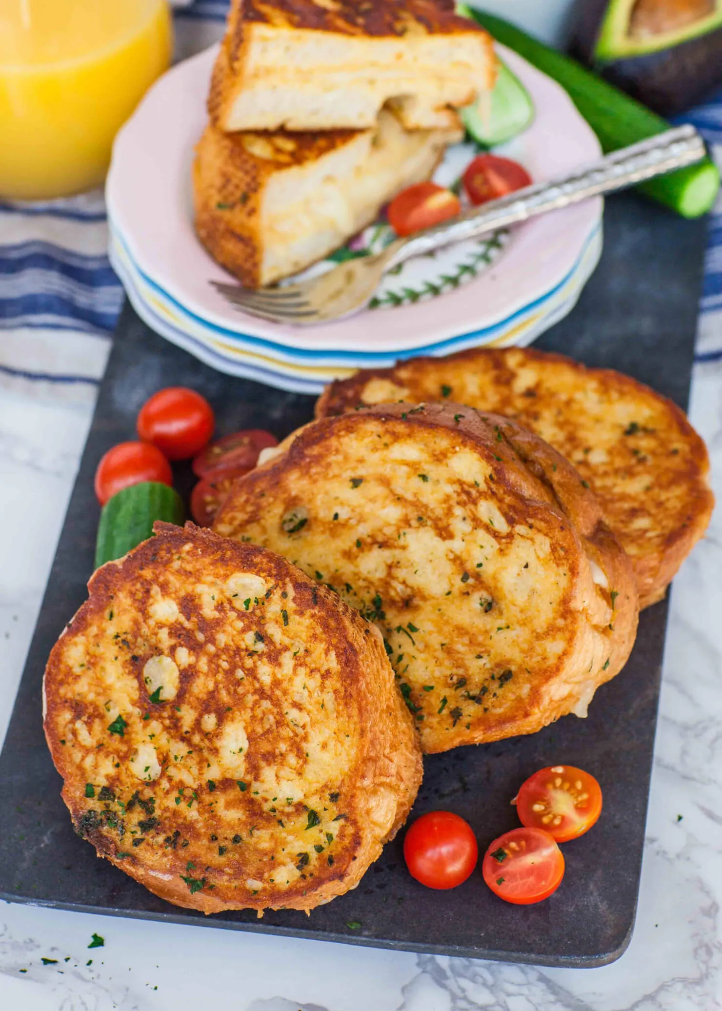 Savory French Toasts Topped with Kale and Balsamic Onion Jam