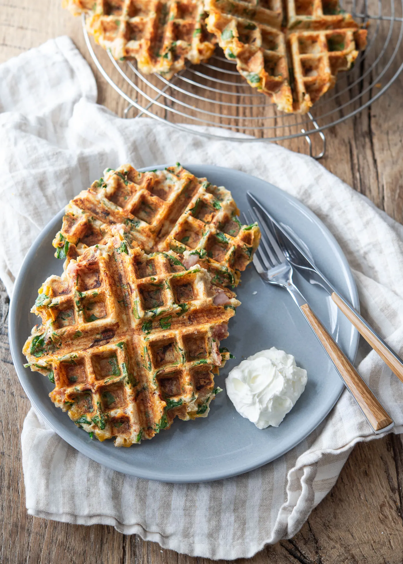 Savory Ham and Cheese Waffles