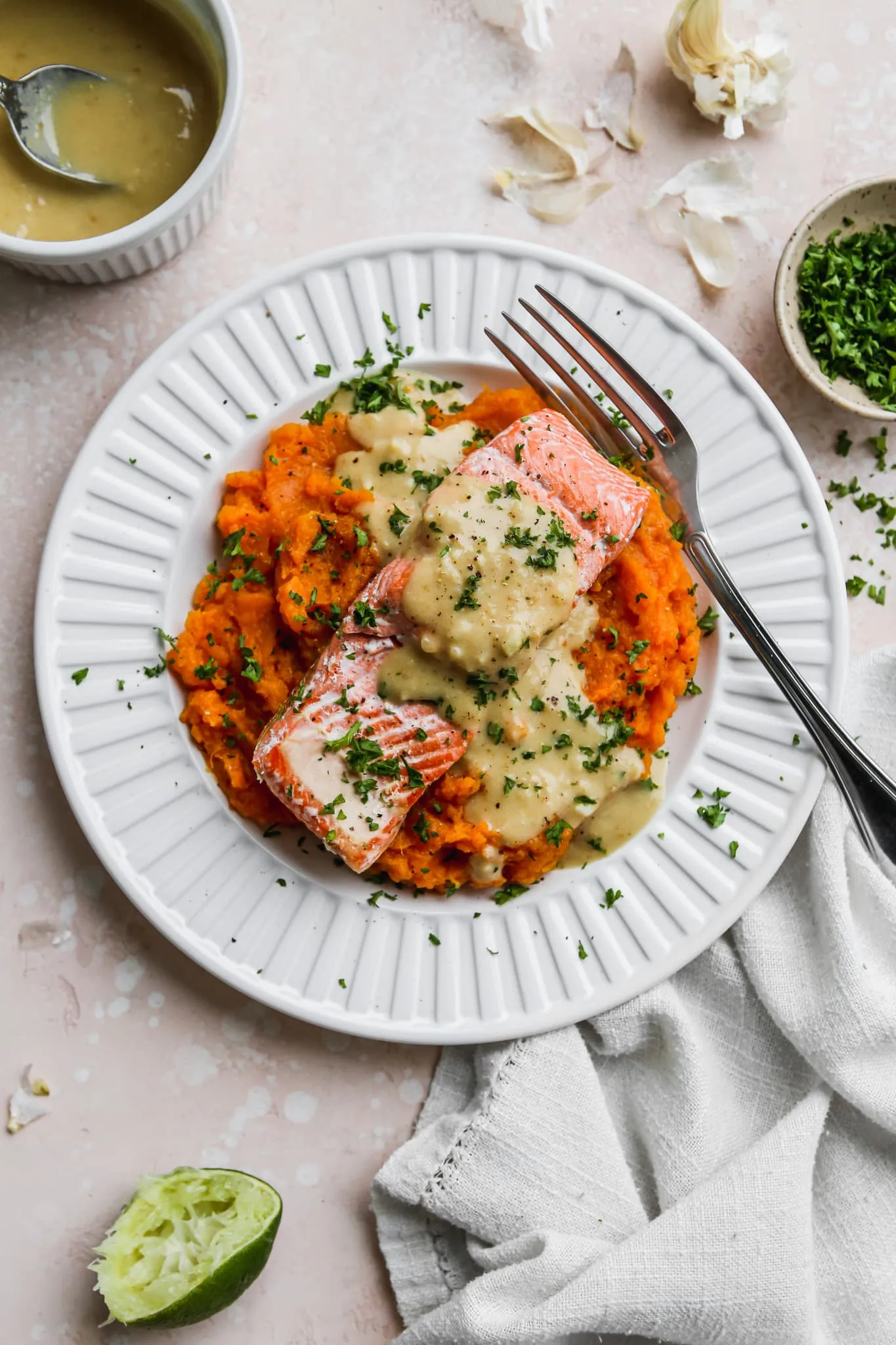 Scalloped Salmon and Sweet Potatoes