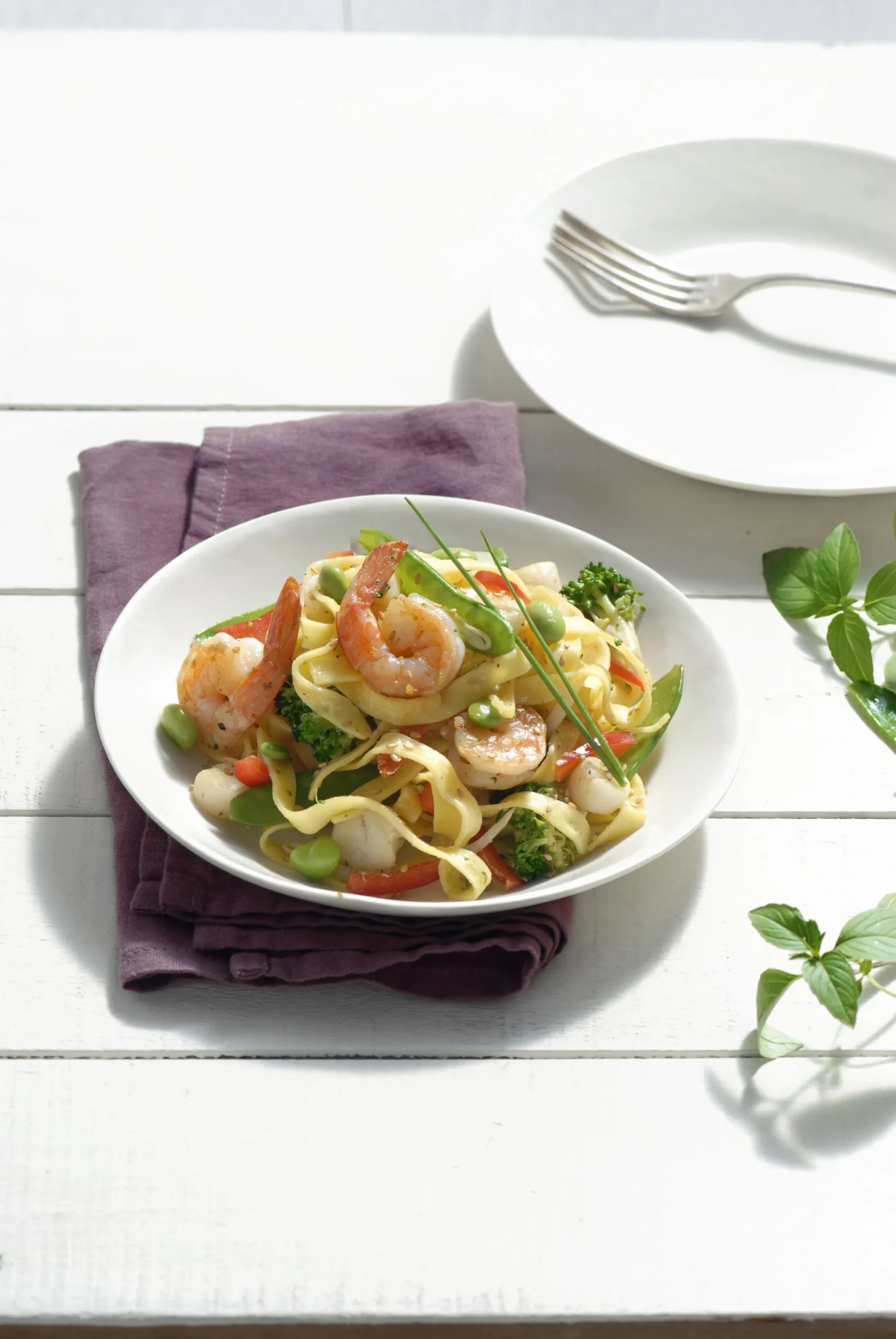 Scallops Red Pepper Broccolini Linguine