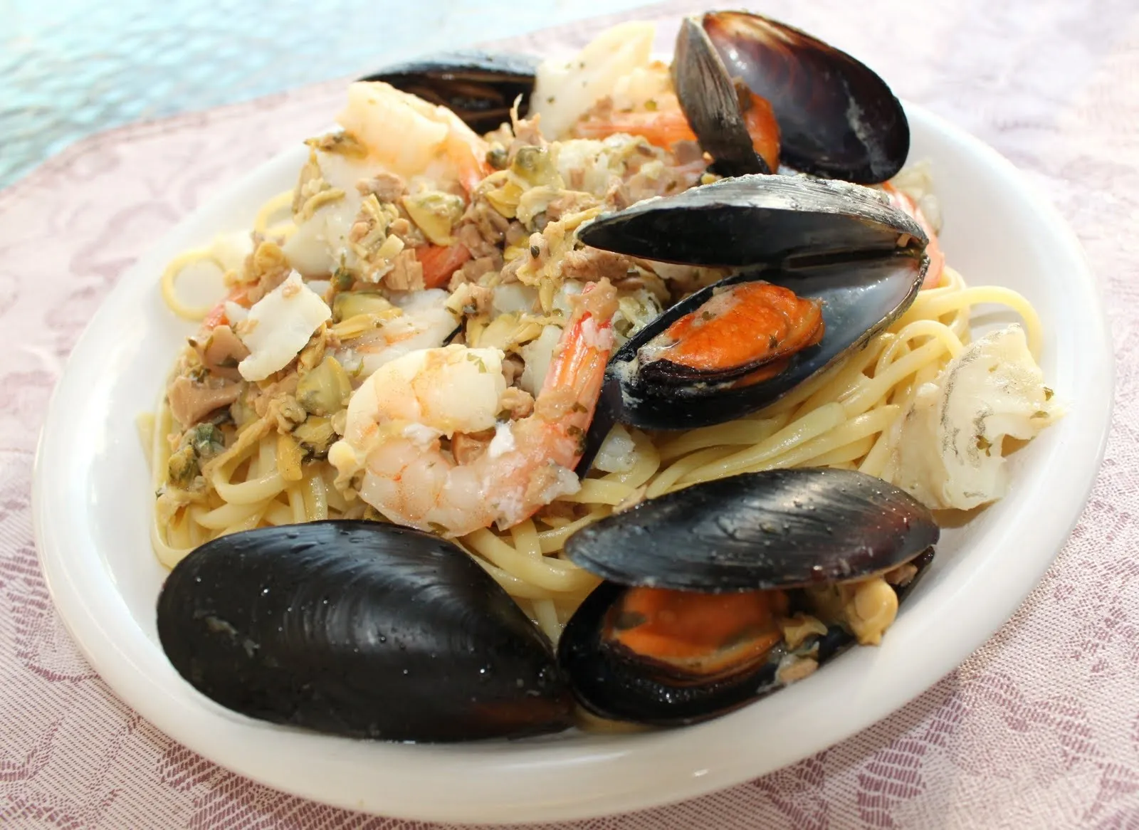 Seafood Medley Red Pepper Tapenade Pasta