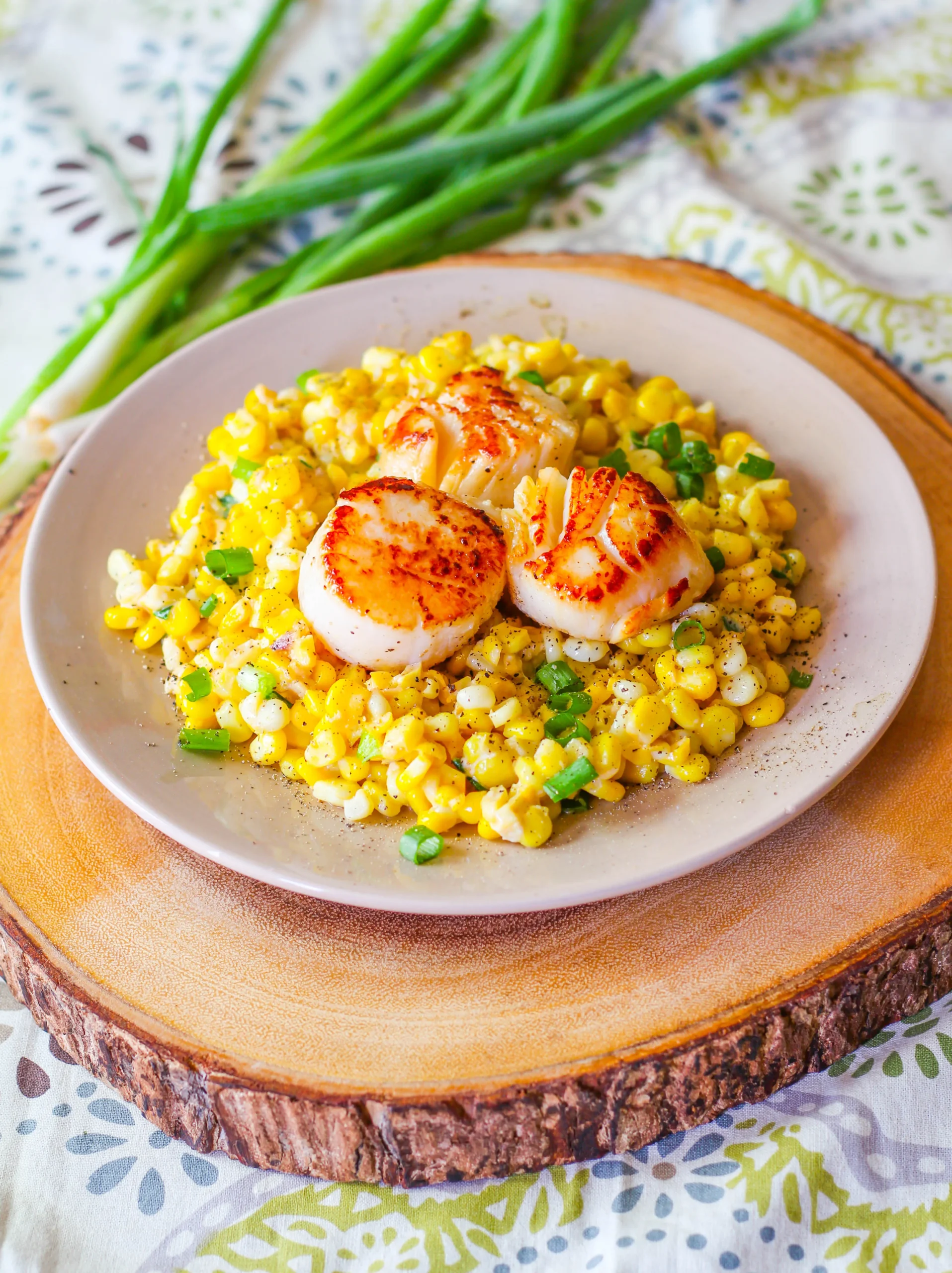 Seared Bay Scallops with Fresh Sweet Corn and Truffles