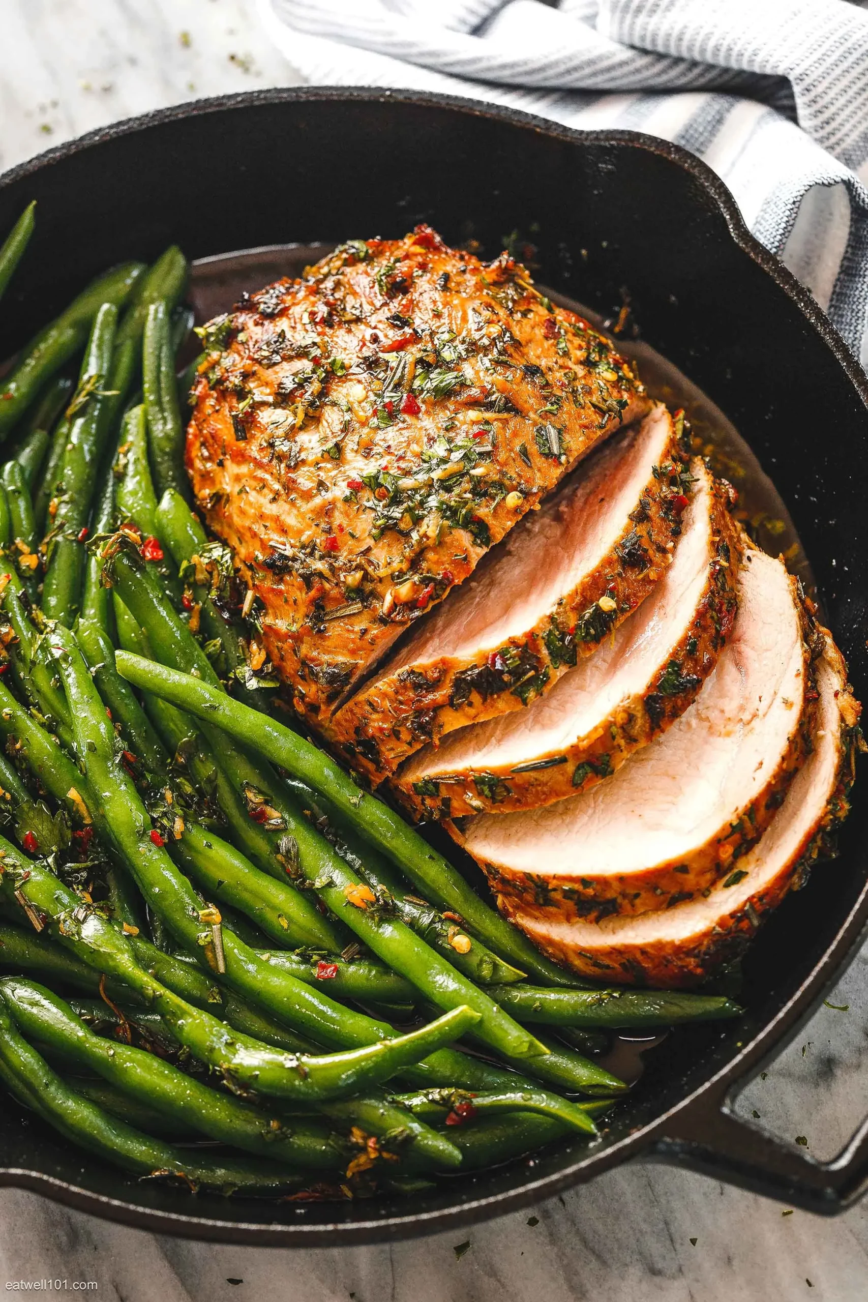 Sheet Pan Asian Pork Loin and Green Beans