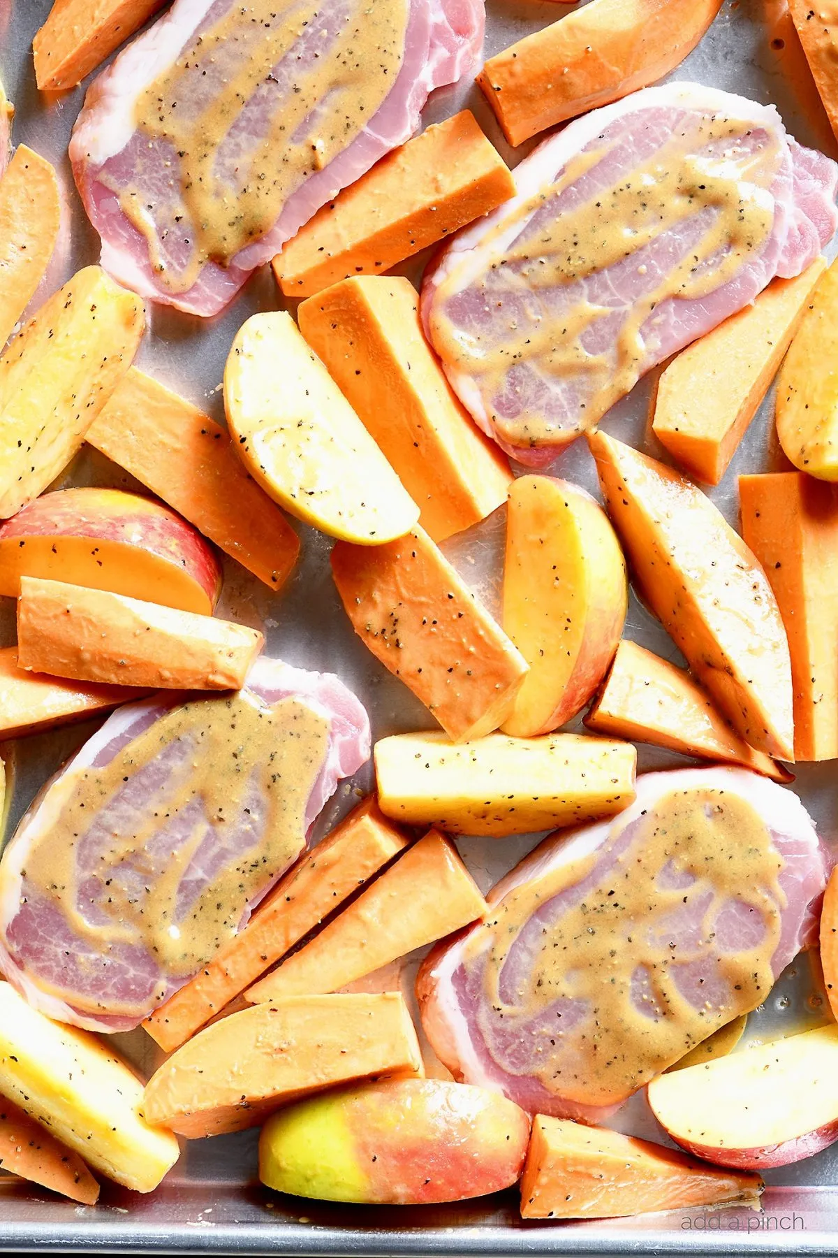 Sheet Pan Pork Chops Sweet Potatoes and Red Potatoes
