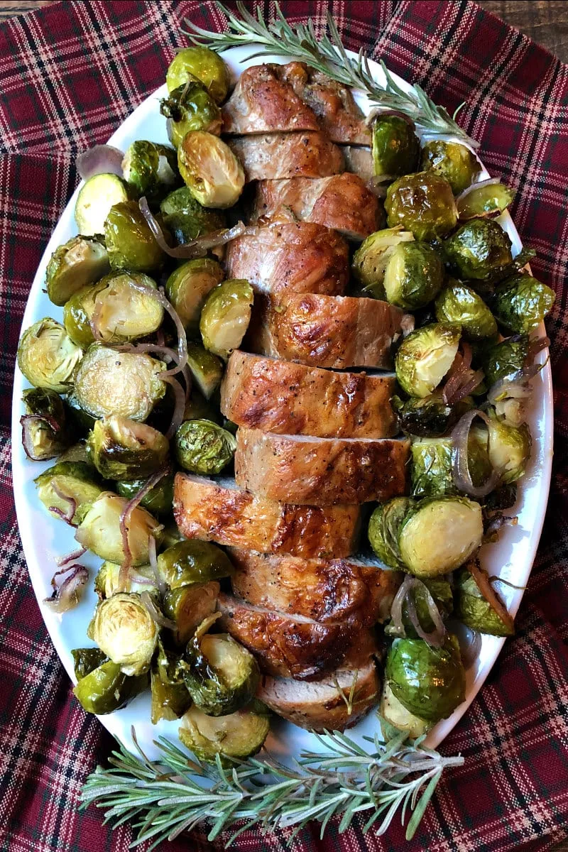 Sheet Pan Pork Tenderloin with Maple Rosemary Brussels Sprouts