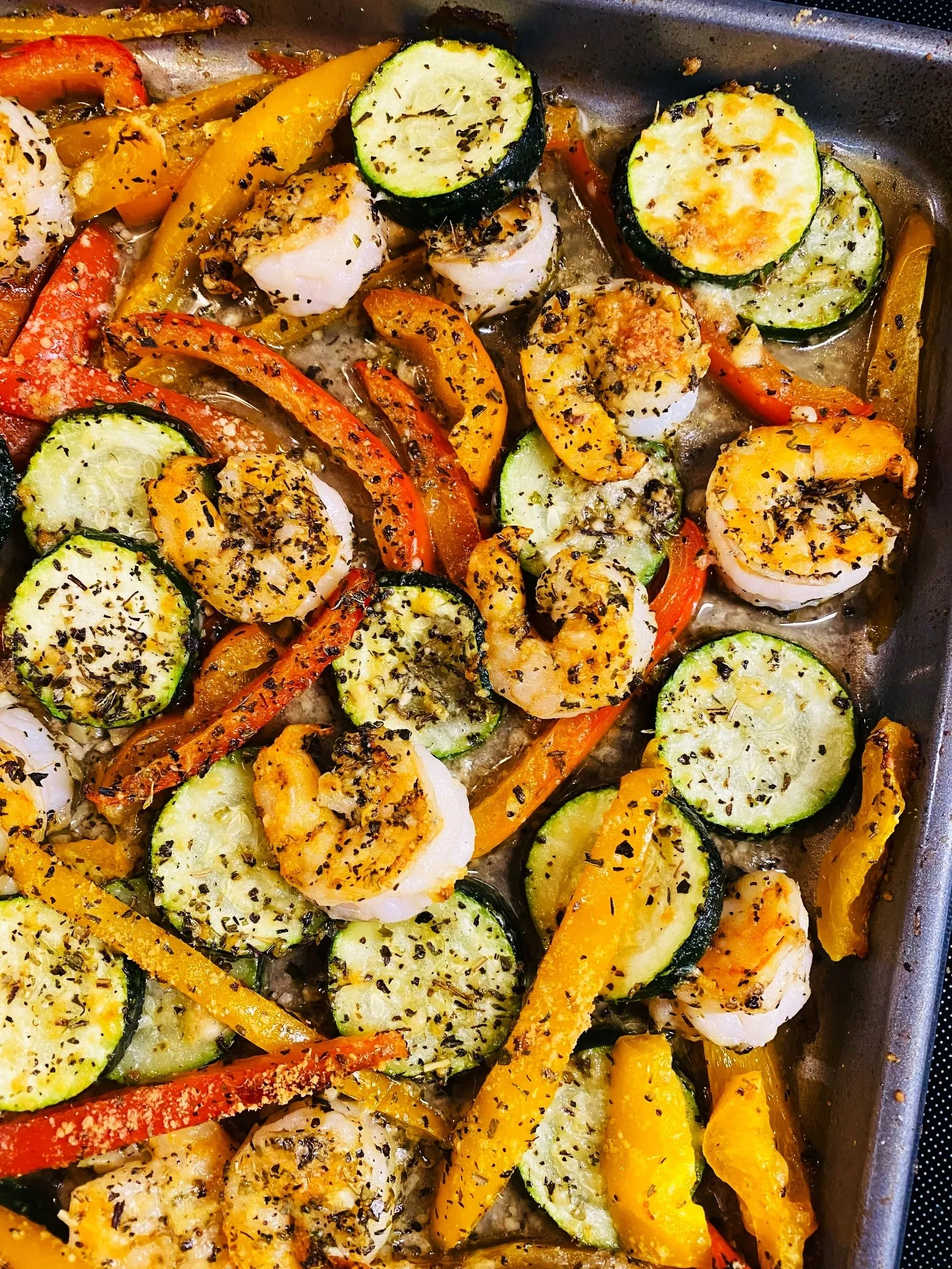 Shrimp Zucchini in Red Pepper Sauce