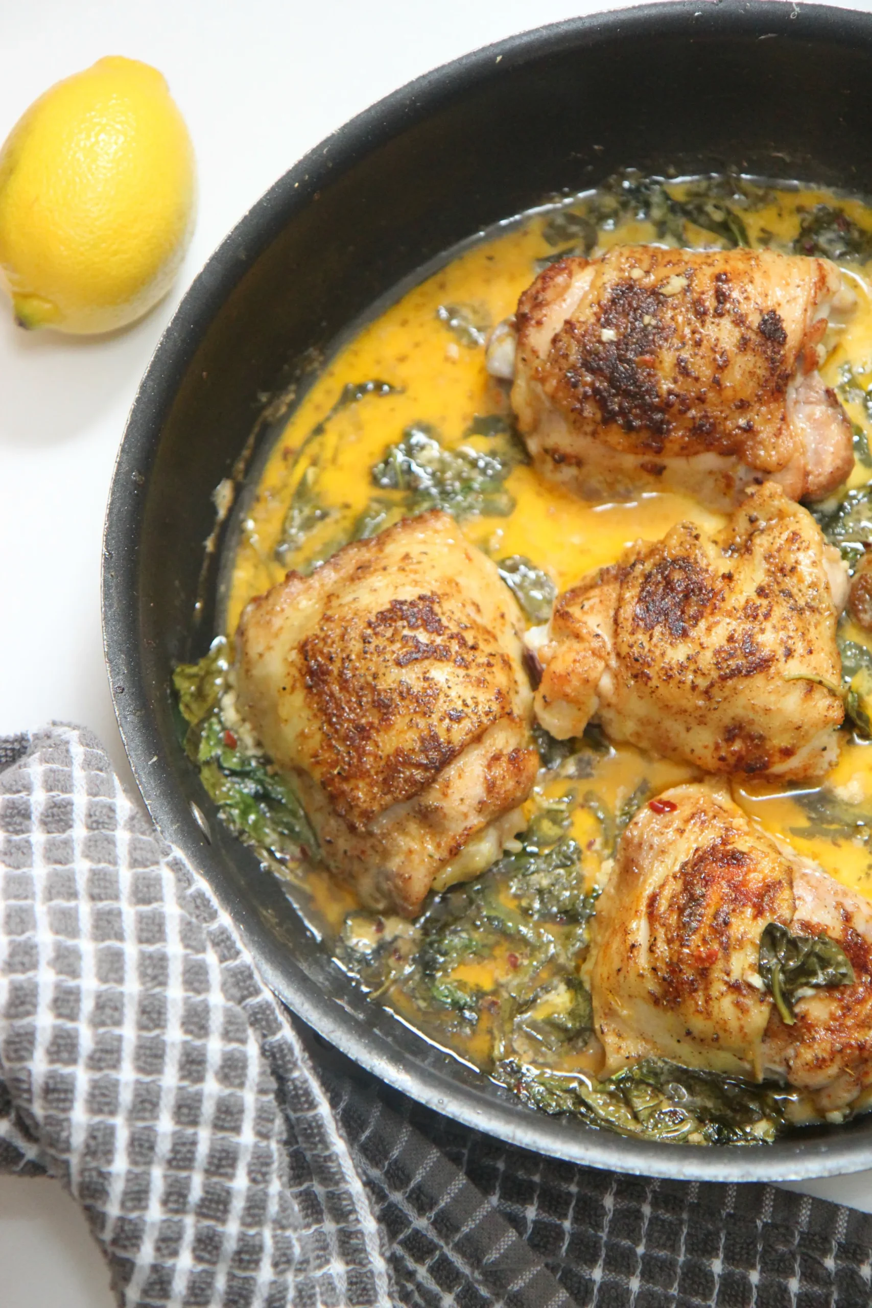 Skillet Lemon Chicken with Spinach