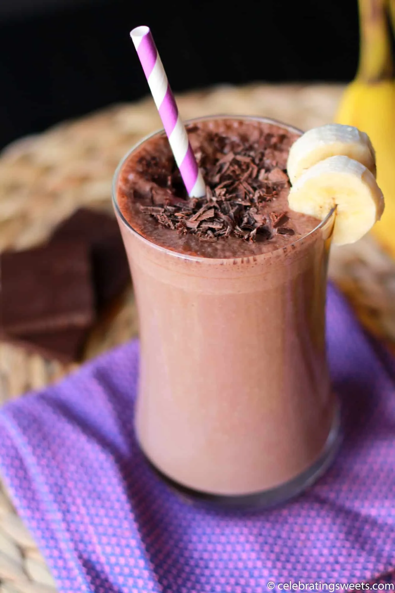 Skinny Chocolate Peanut Butter Banana Smoothie