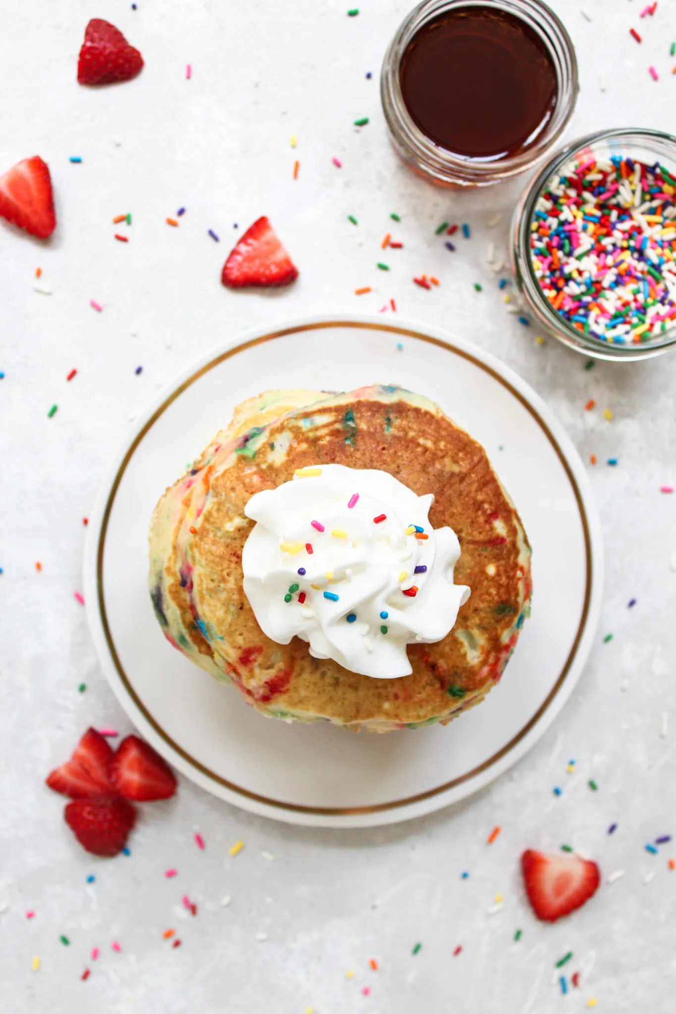 Skinny Funfetti Buttermilk Pancakes (Gluten-Free Option)