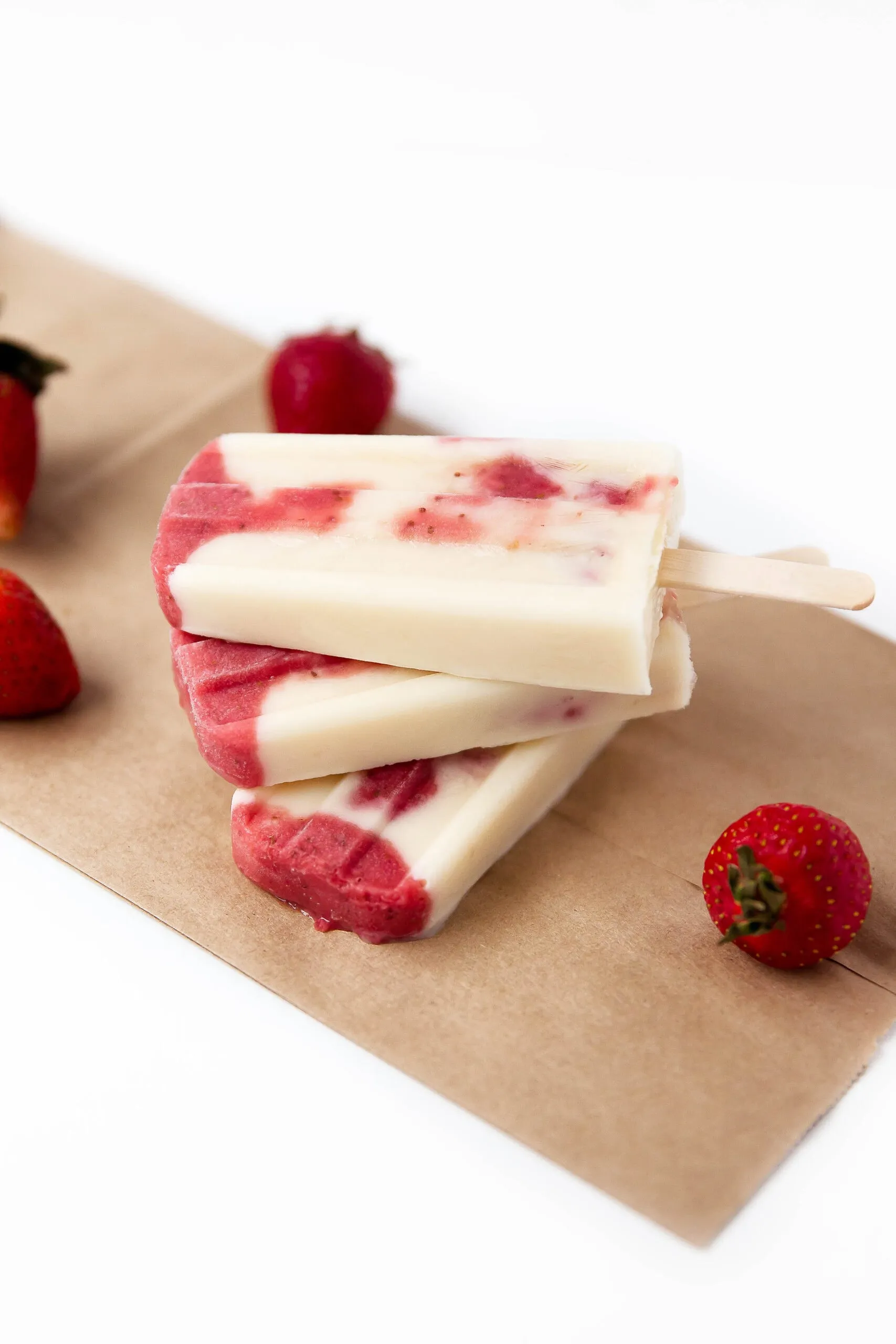 Skinny Strawberries and Cream Popsicles