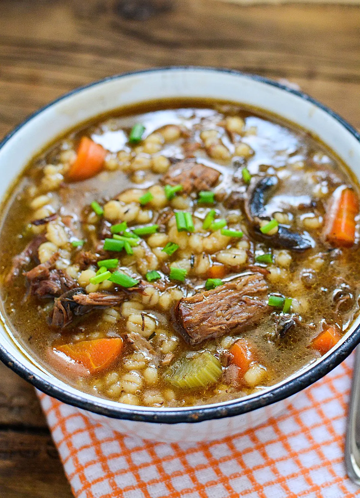 Slow Cooker Beef Stew with Barley and Fall Vegetables