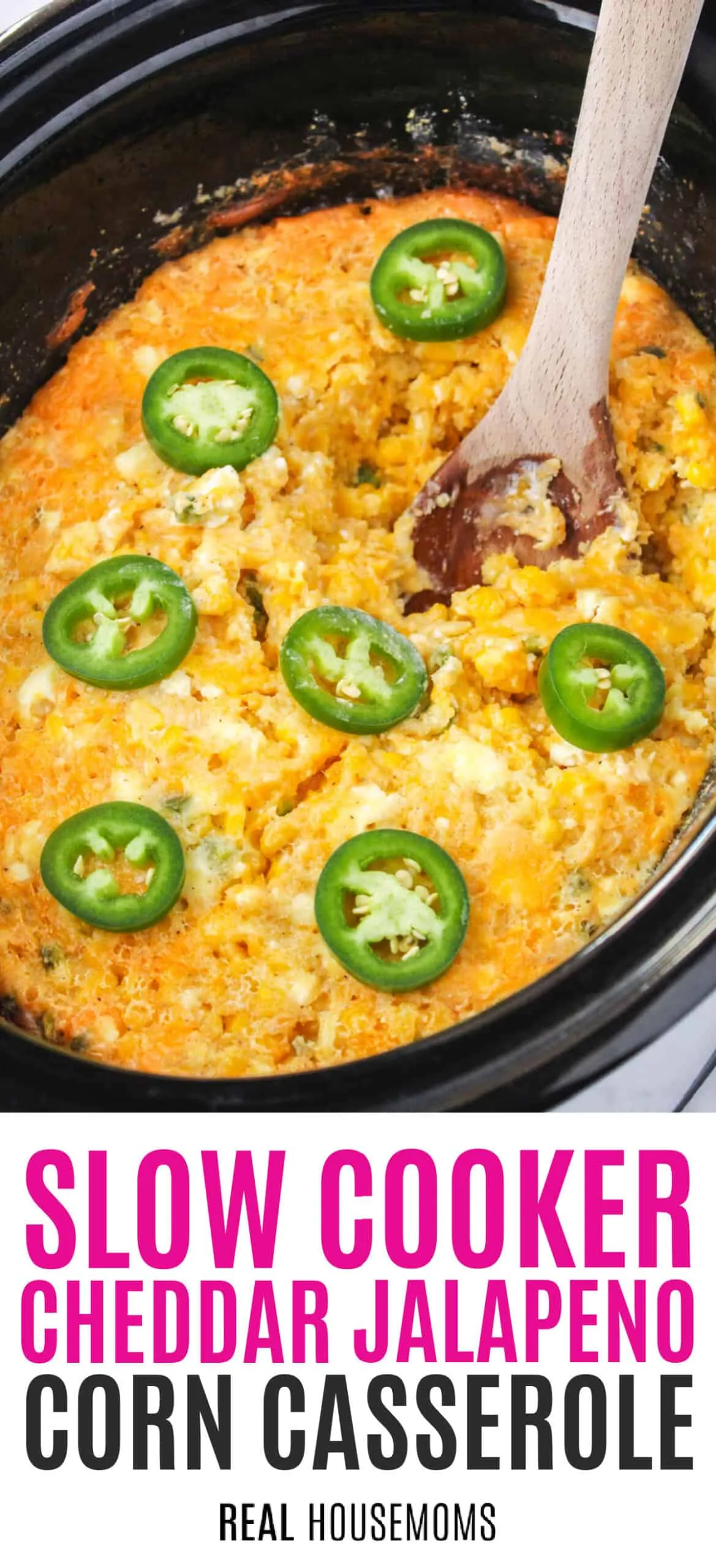 Slow Cooker Cheddar Jalapeno Corn Casserole