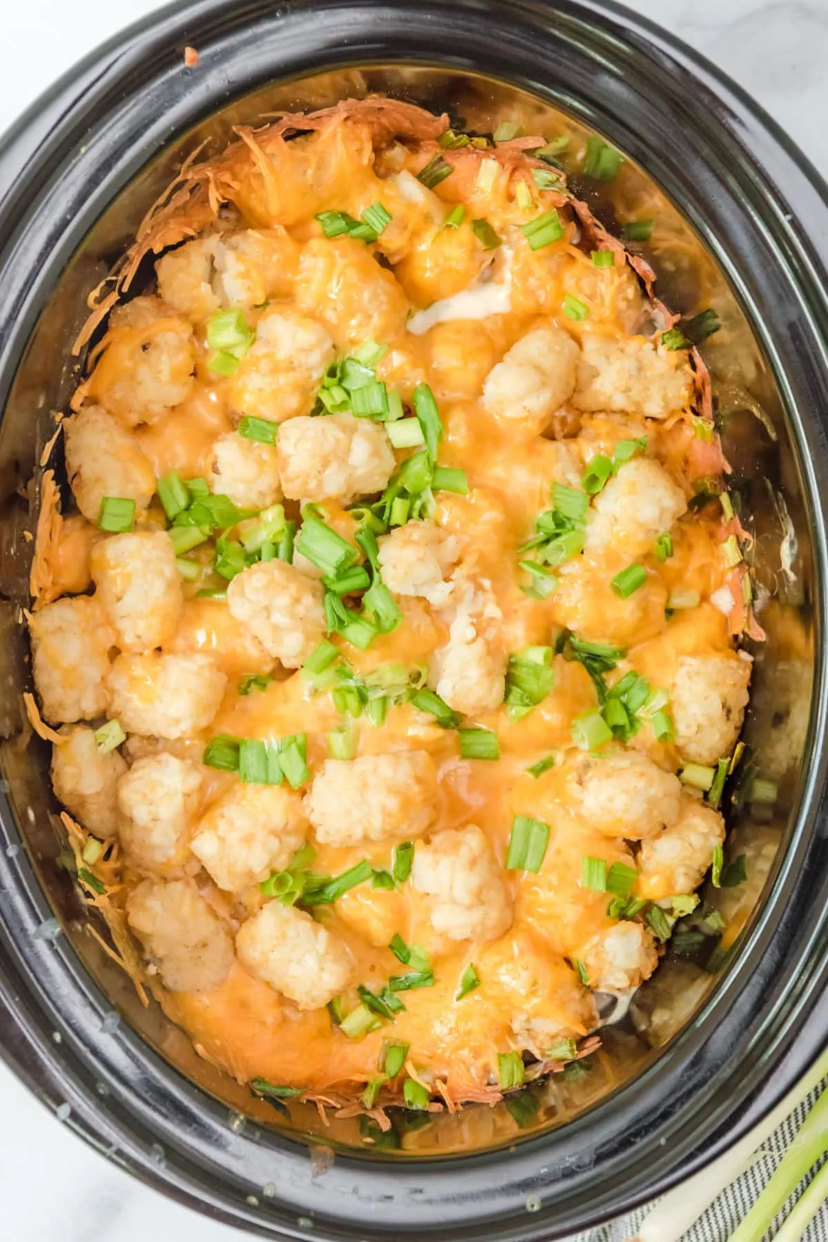Slow Cooker Chicken Bacon Ranch Tater Tot Casserole