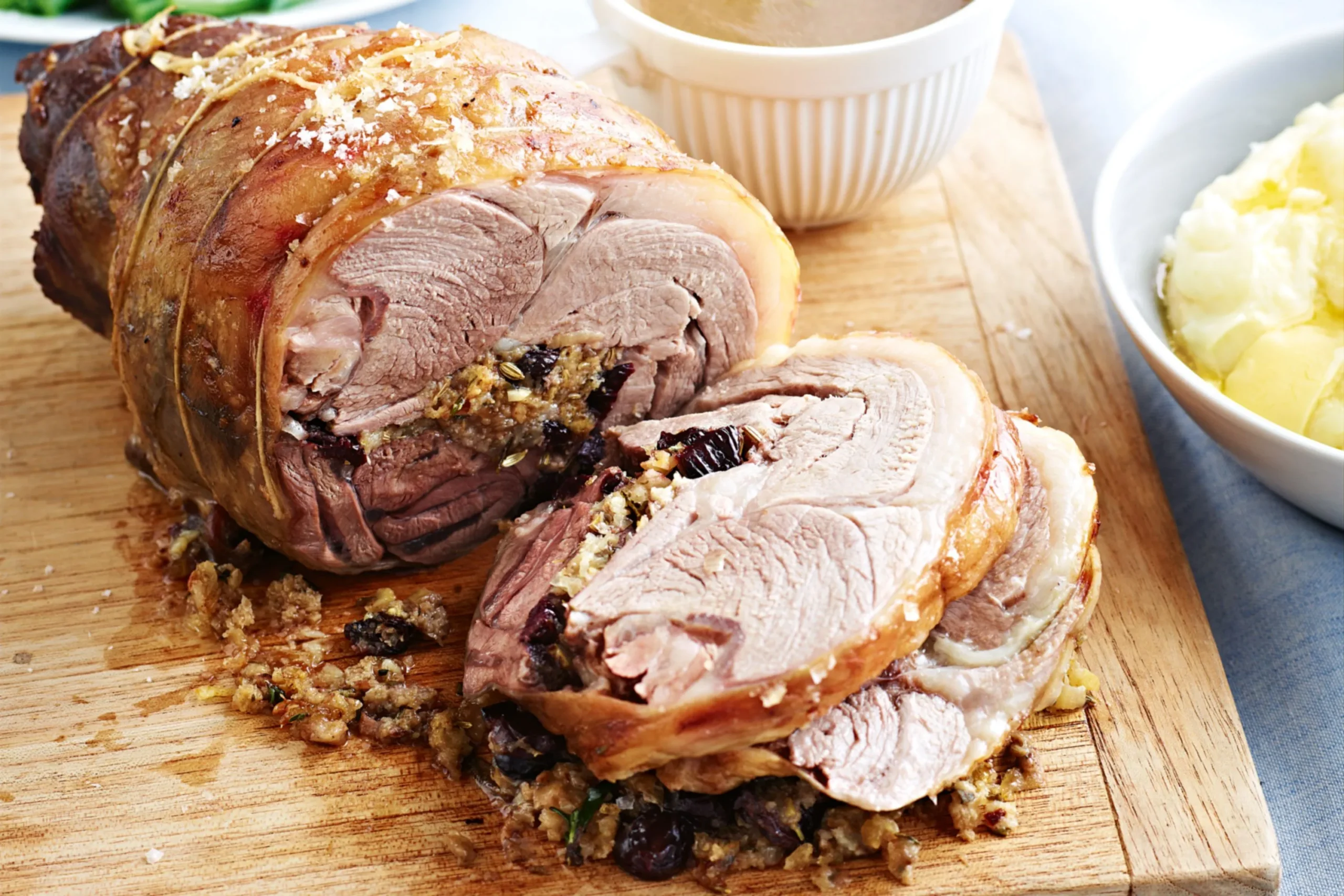 Slow Roasted Stuffed Leg of Lamb