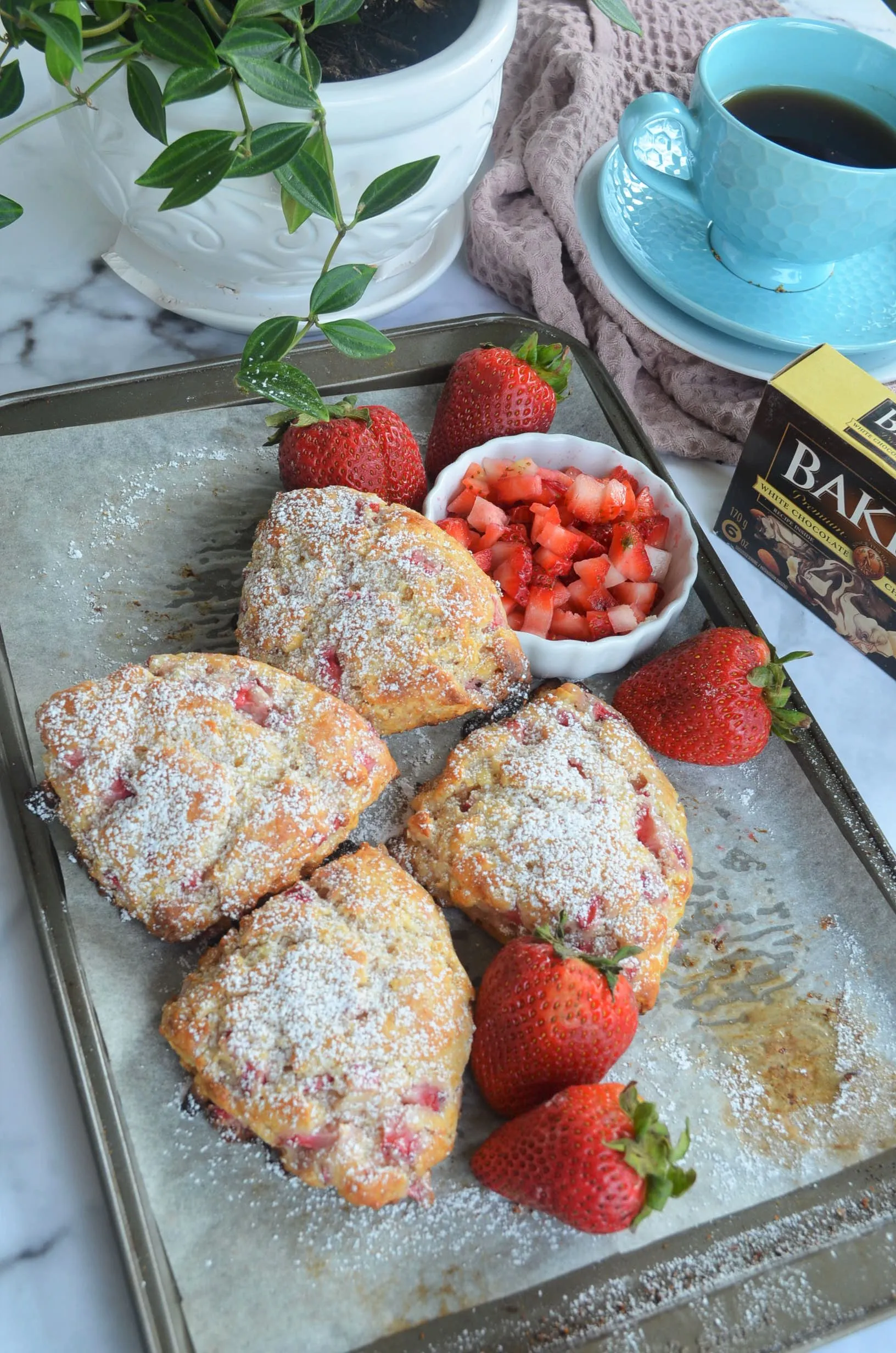 Small Batch Strawberry White Chocolate Scones