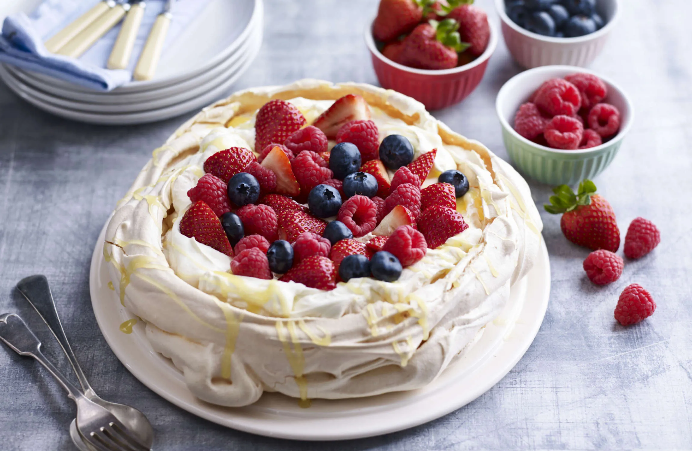 Smashed Mixed Berry Pavlova