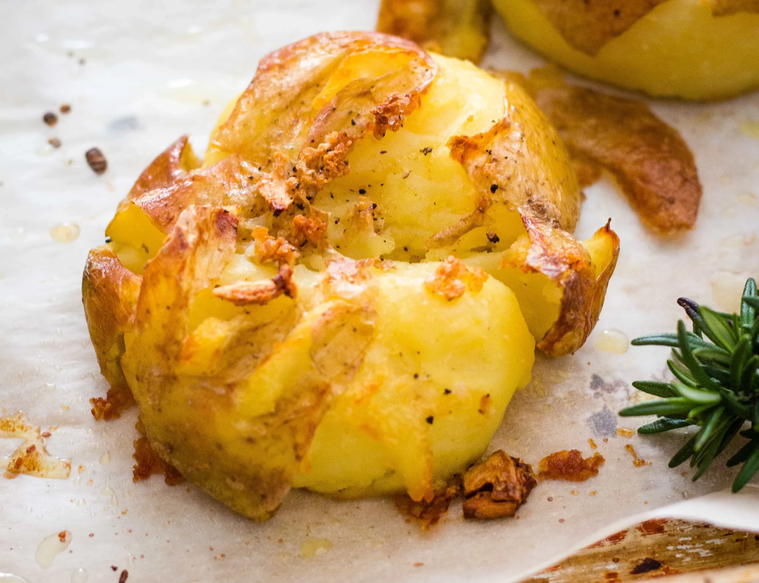 Smashed Potatoes with Garlic and Rosemary