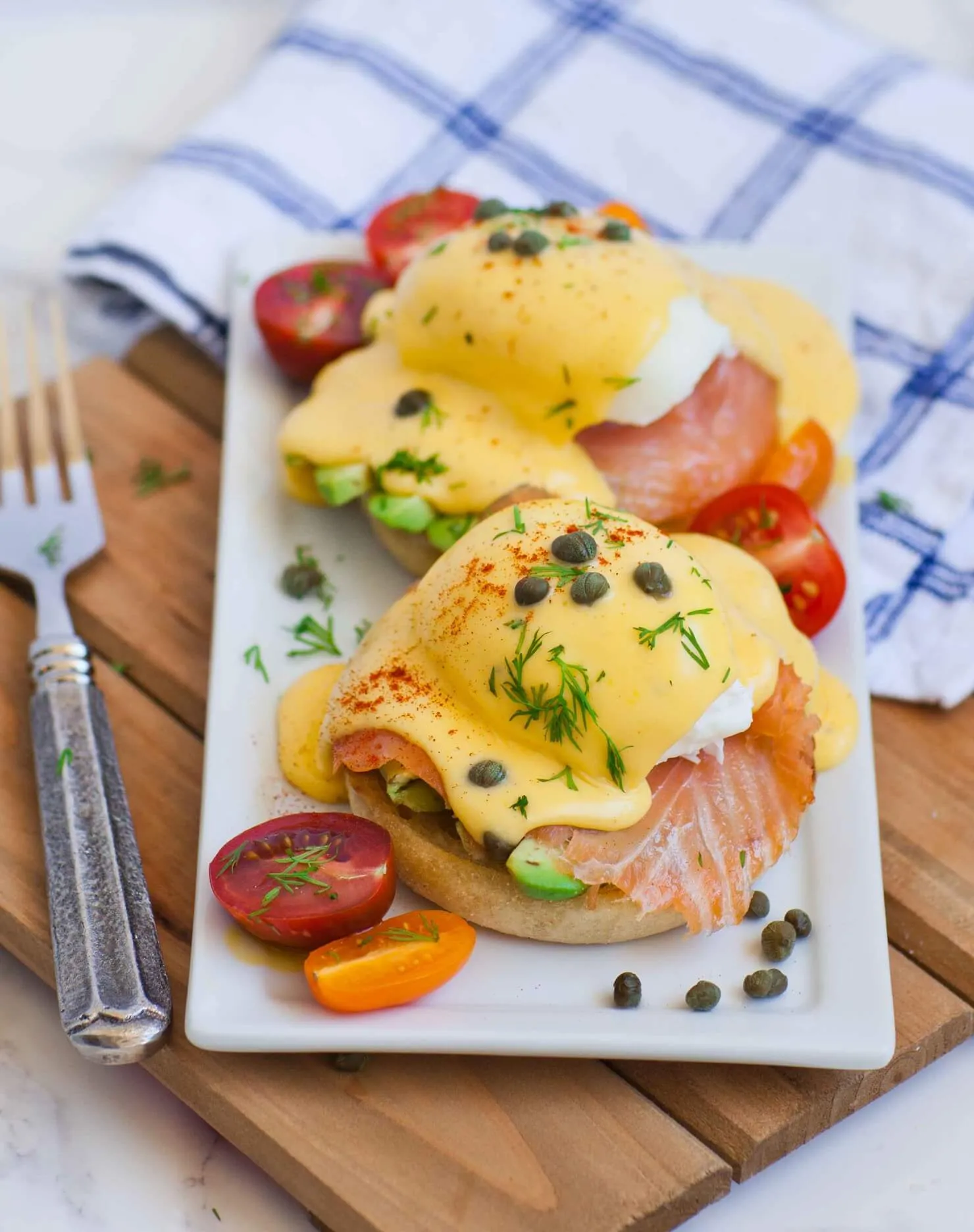 Smoked Salmon Asparagus Quinoa Cake Eggs Benedict