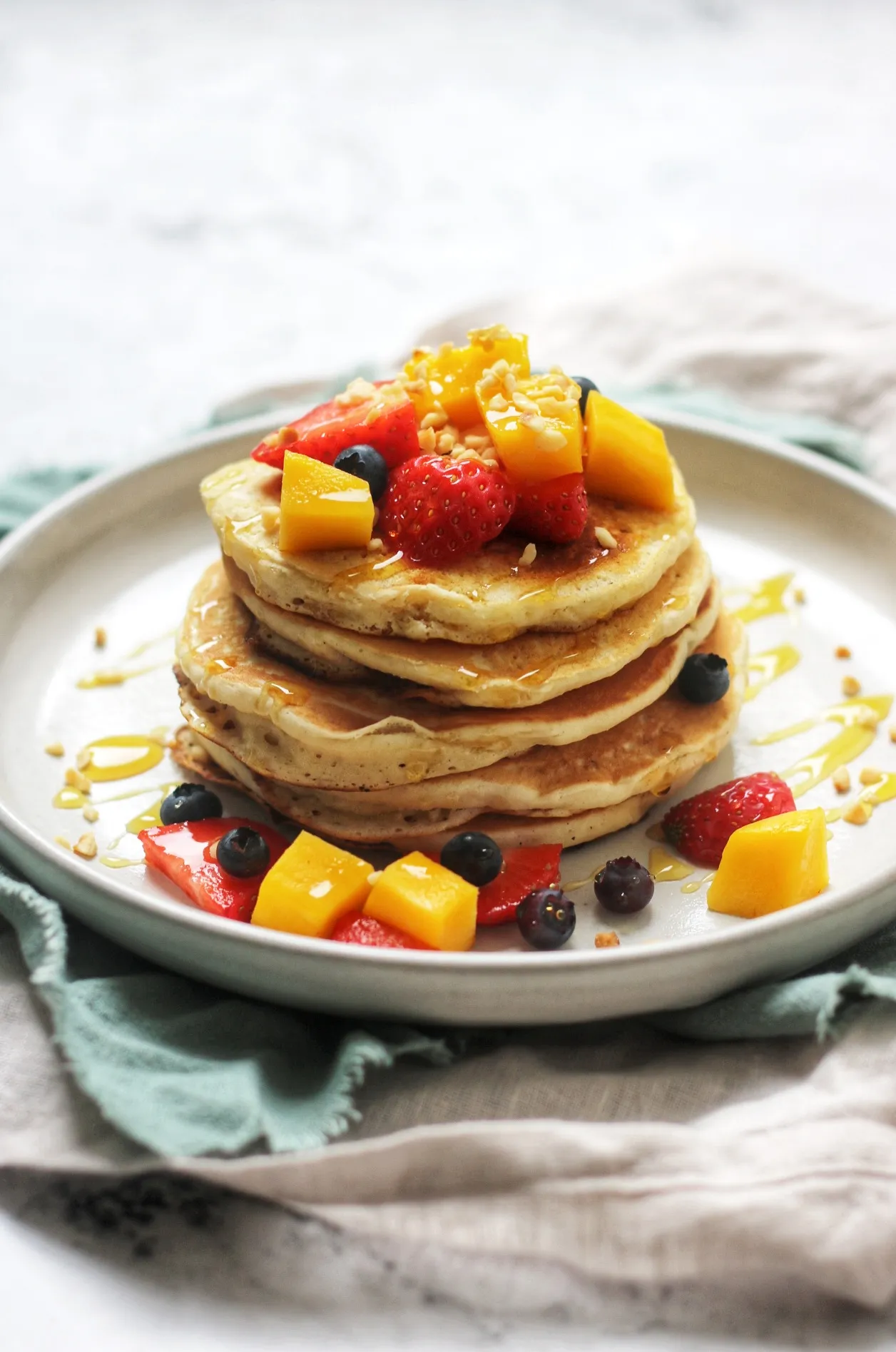 Sour Cream Pancakes with Fruit Topping