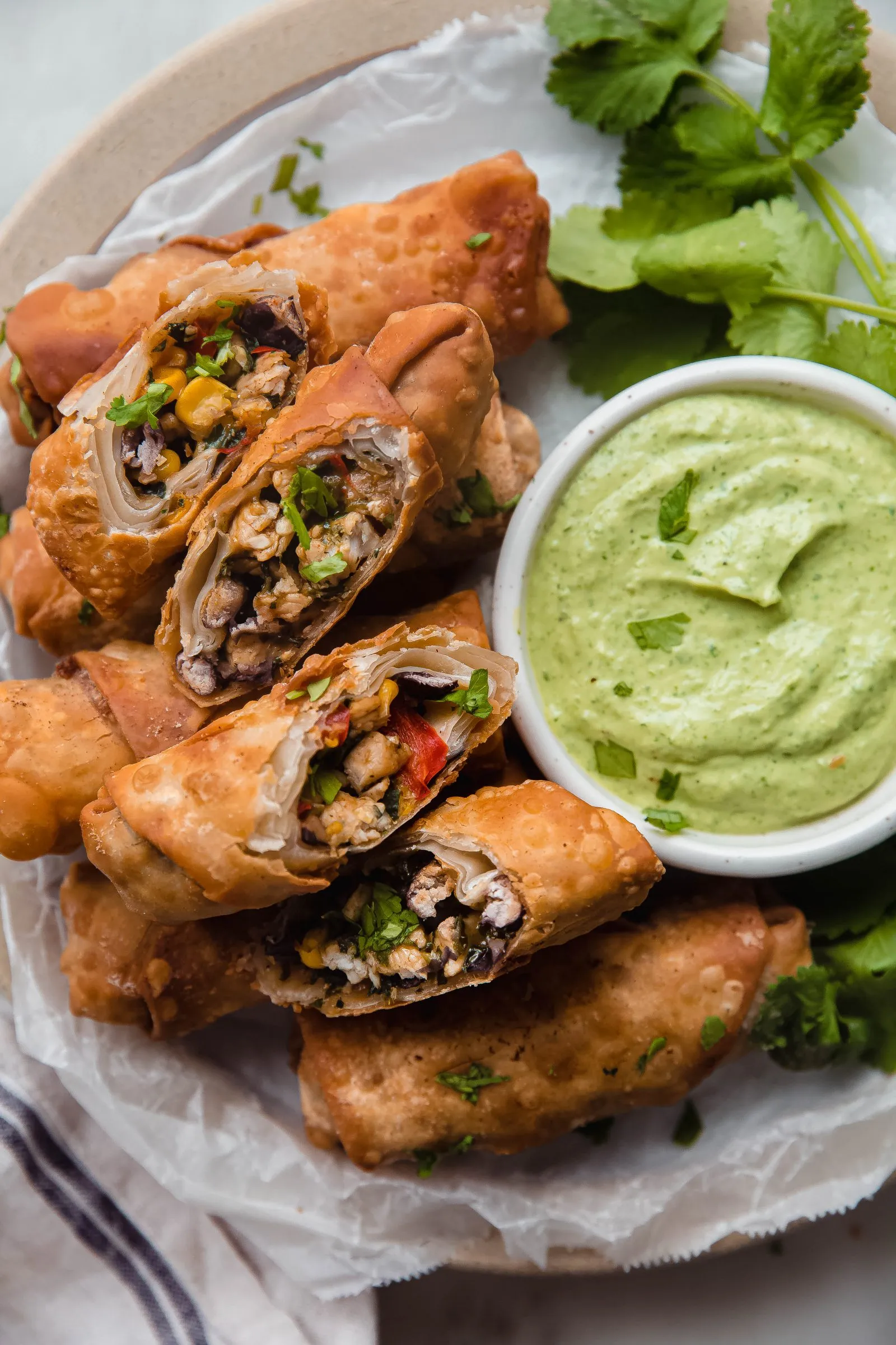 South West Eggrolls with Avocado Ranch Dipping Sauce