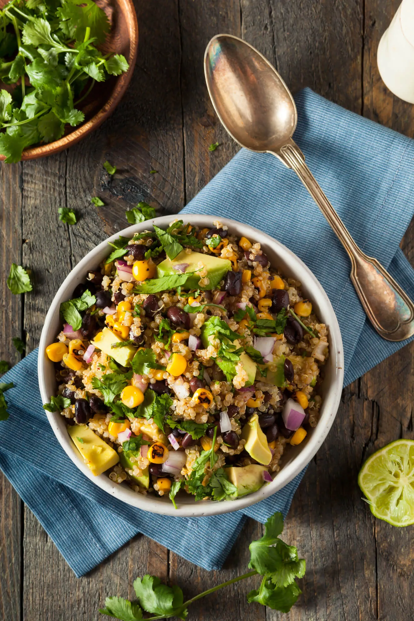 Southwest Quinoa Salad with Black Beans, Corn, and Avocado