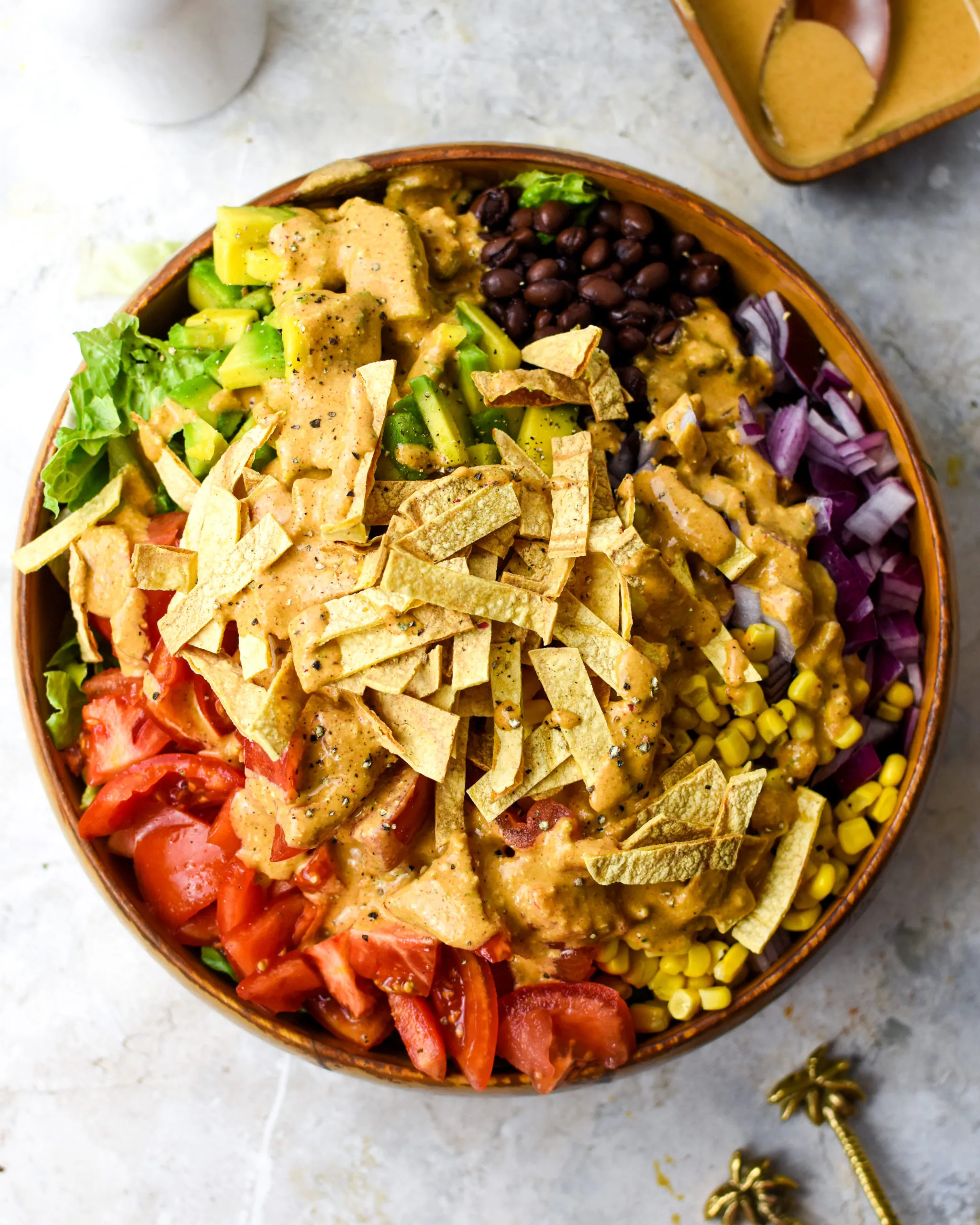 Southwestern Tempeh Taco Salads with Chipotle Tahini Dressing