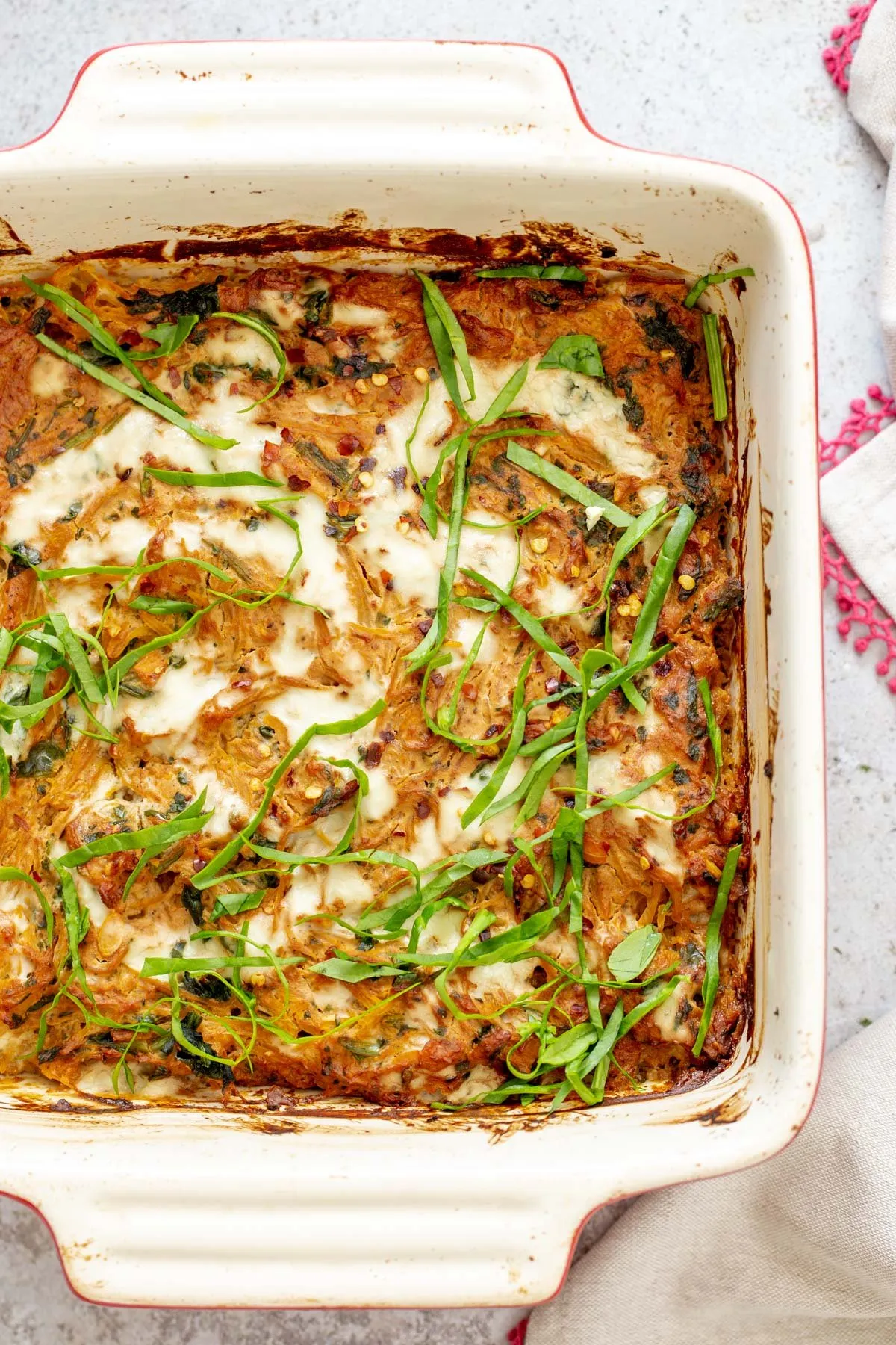 Spaghetti Squash Bake with Sun Dried Tomato Cream Sauce