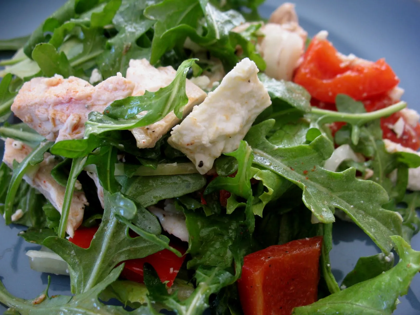 Spanish Style Chicken Salad with Roasted Pepper Dressing