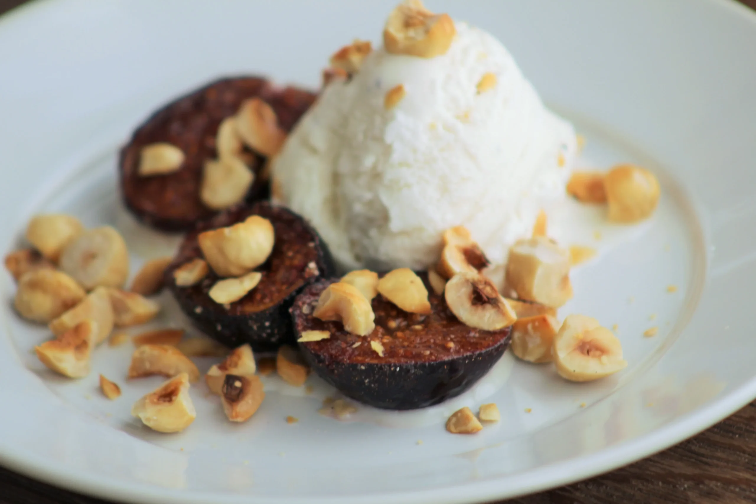 Spiced Roasted Figs Hazelnuts Vanilla Ice Cream