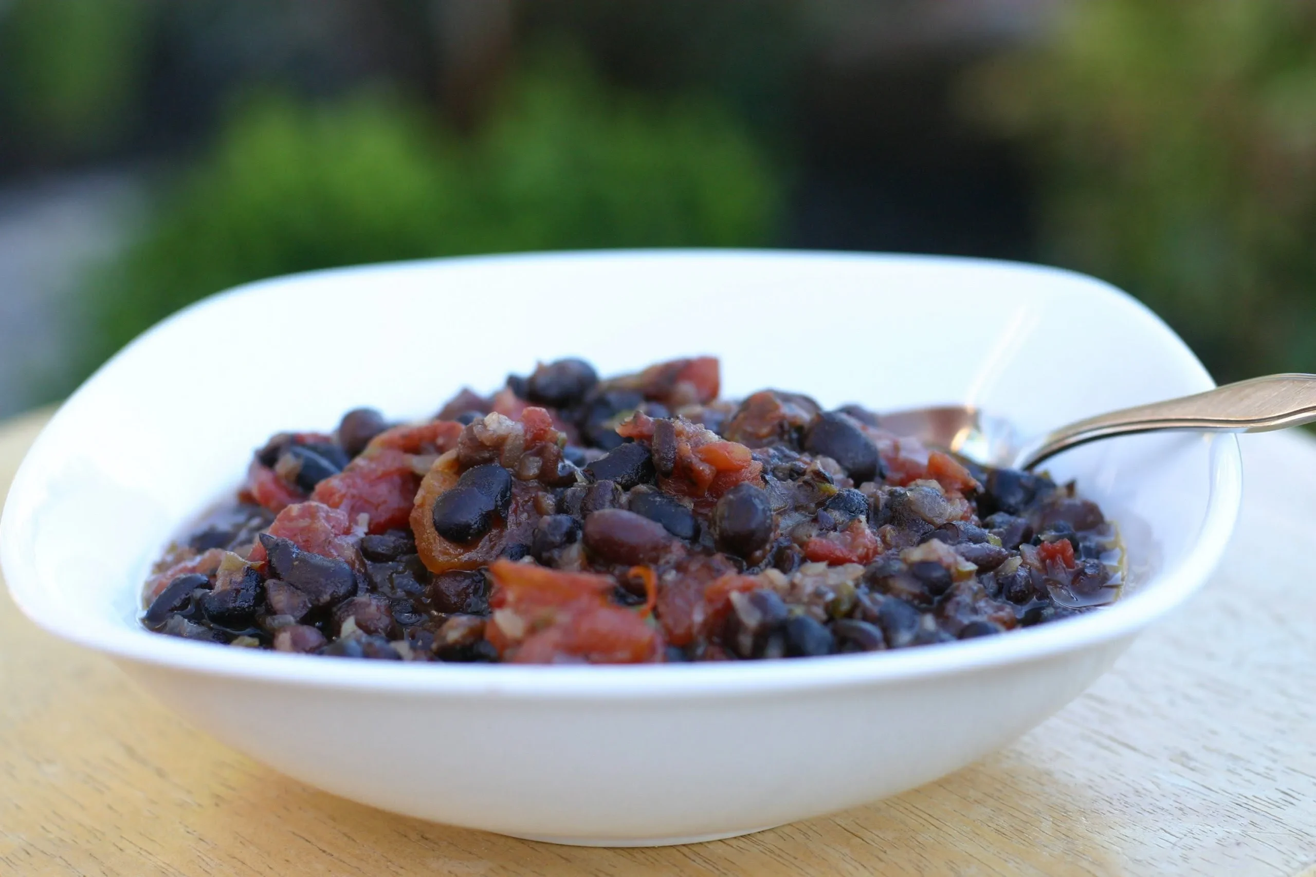 Spicy Black Beans with Fresh Plums