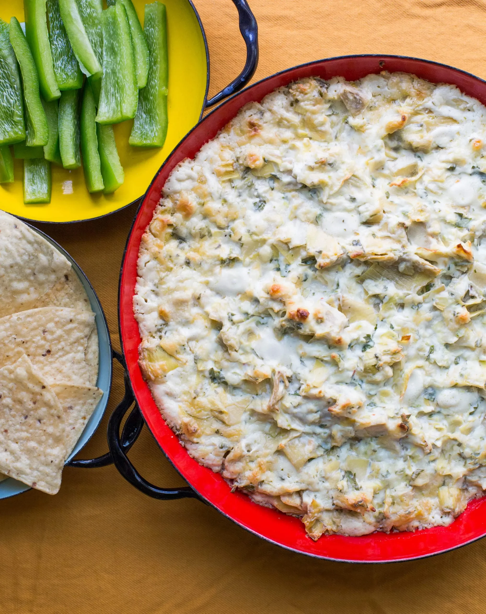 Spicy Creamy Artichoke Dip with Corn and Cayenne