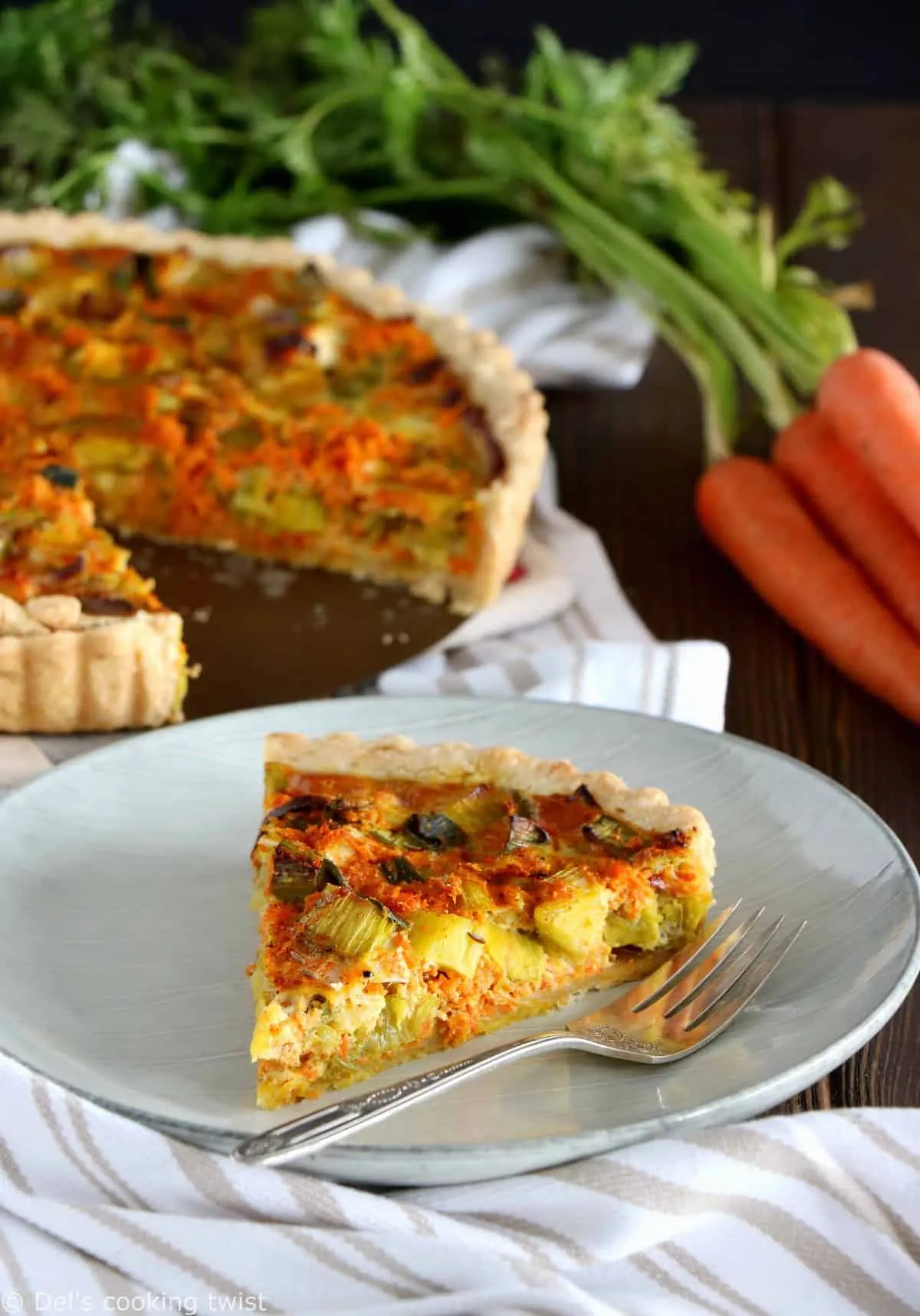 Spicy Curry Leek Carrot Quiche