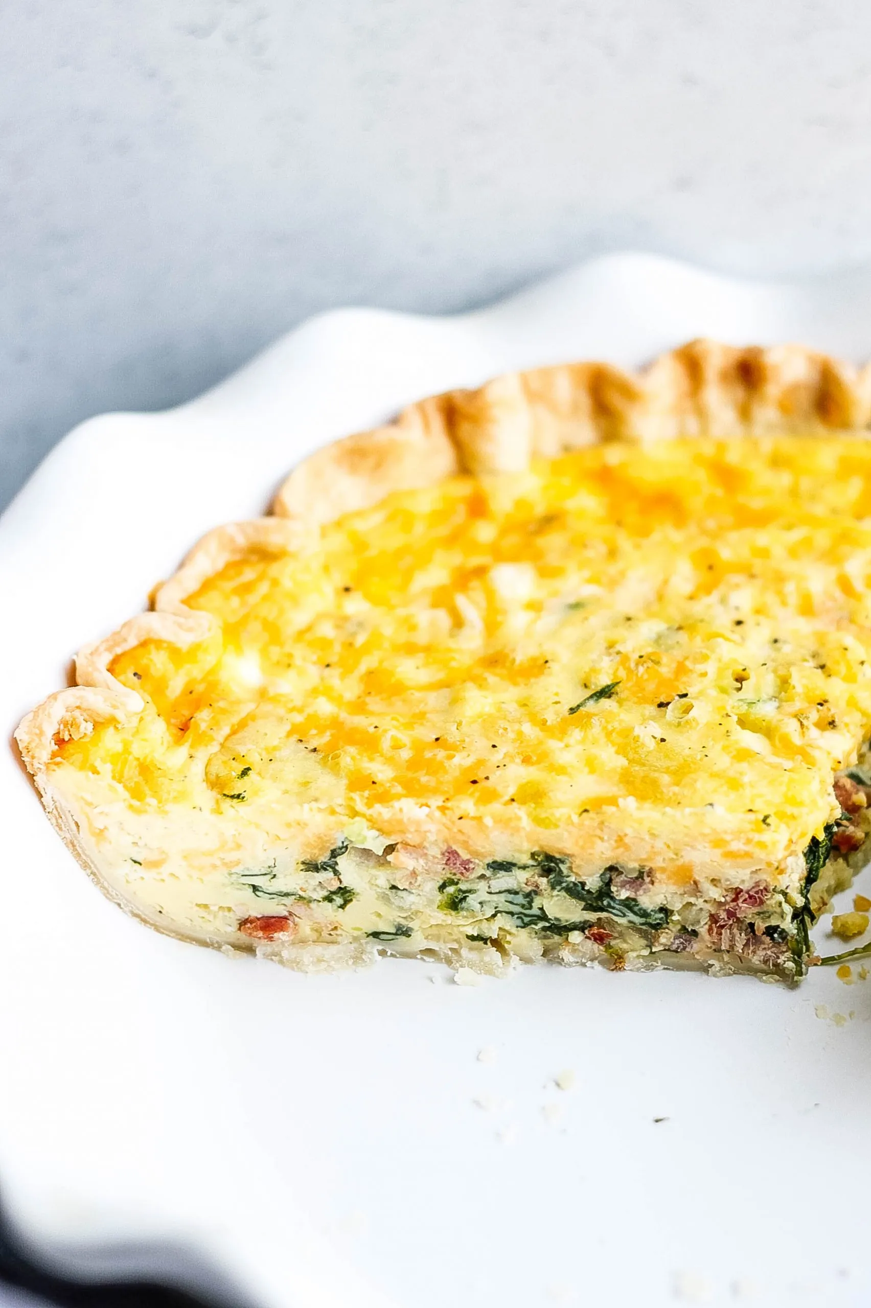 Spinach Cheese and Bacon Quiche