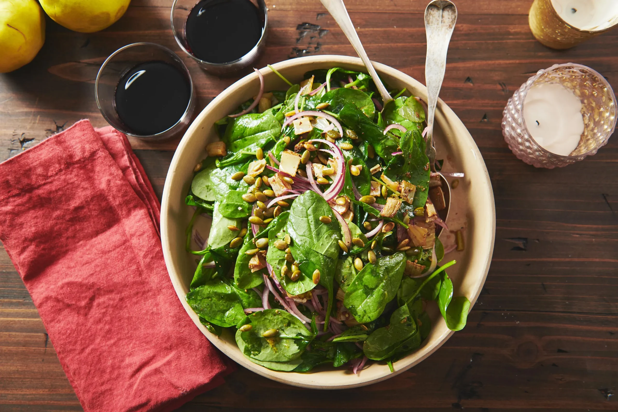 Spinach Fennel and Portobello Salad
